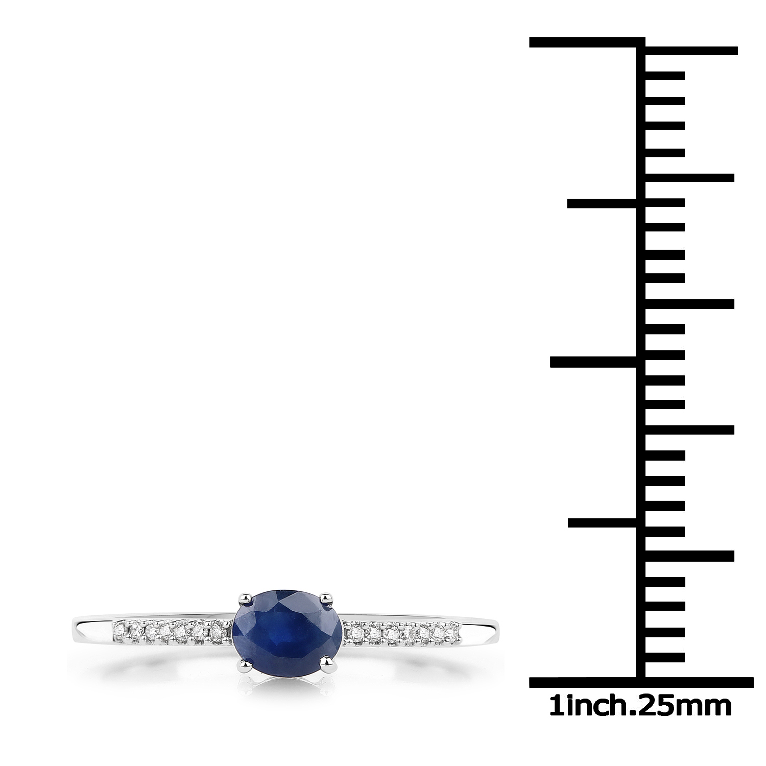 0.38 Carat Genuine Blue Sapphire and White Diamond 14K White Gold Ring