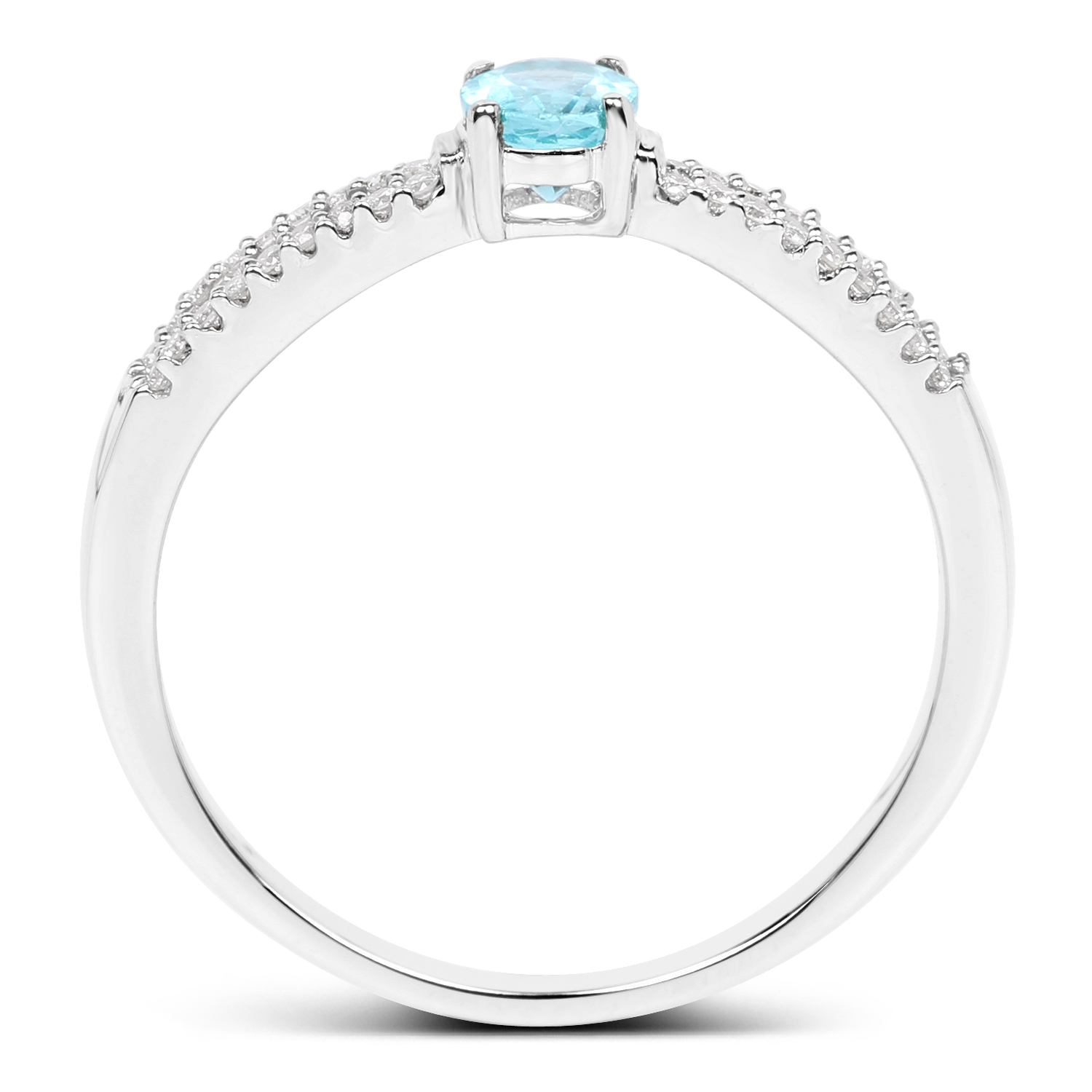 0.41 Carat Genuine Apatite and White Diamond 14K White Gold Ring