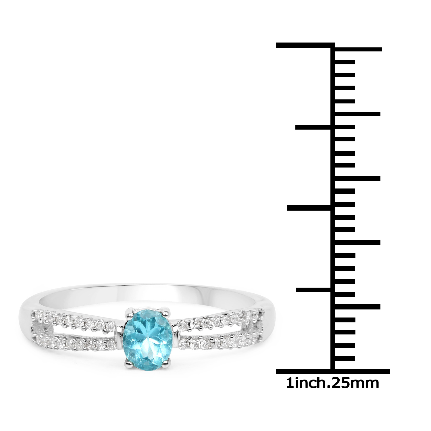 0.41 Carat Genuine Apatite and White Diamond 14K White Gold Ring