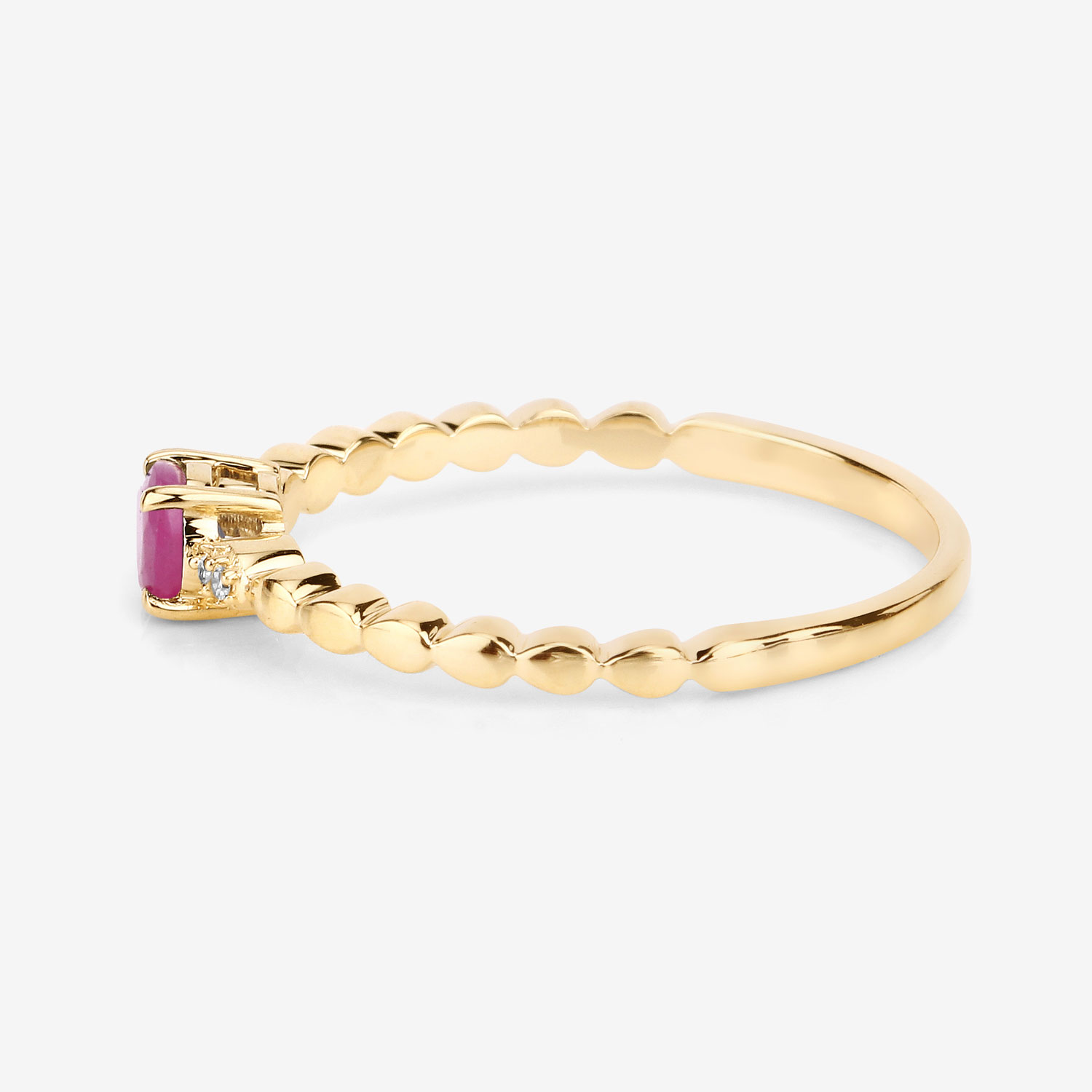 0.31 Carat Genuine Ruby and White Diamond 14K Yellow Gold Ring
