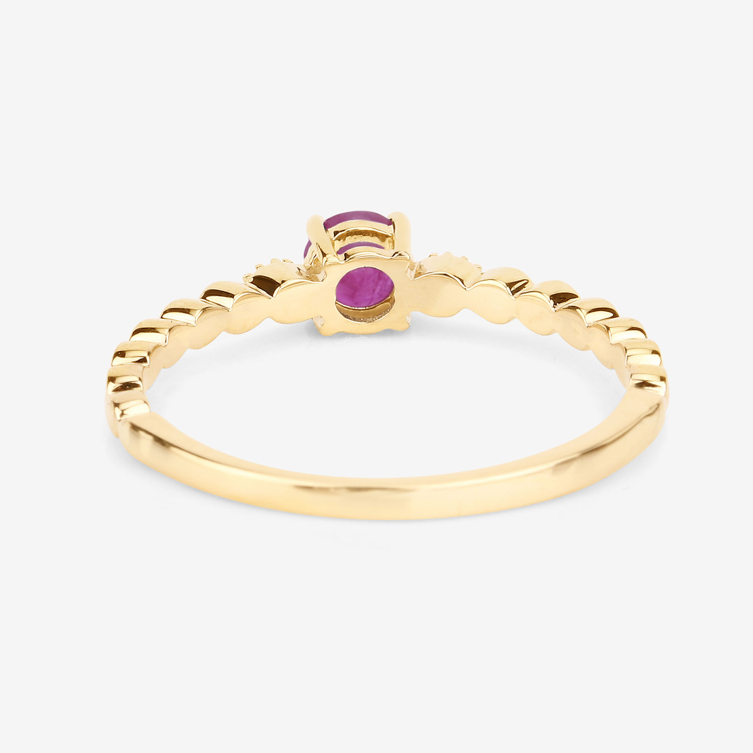 0.31 Carat Genuine Ruby and White Diamond 14K Yellow Gold Ring