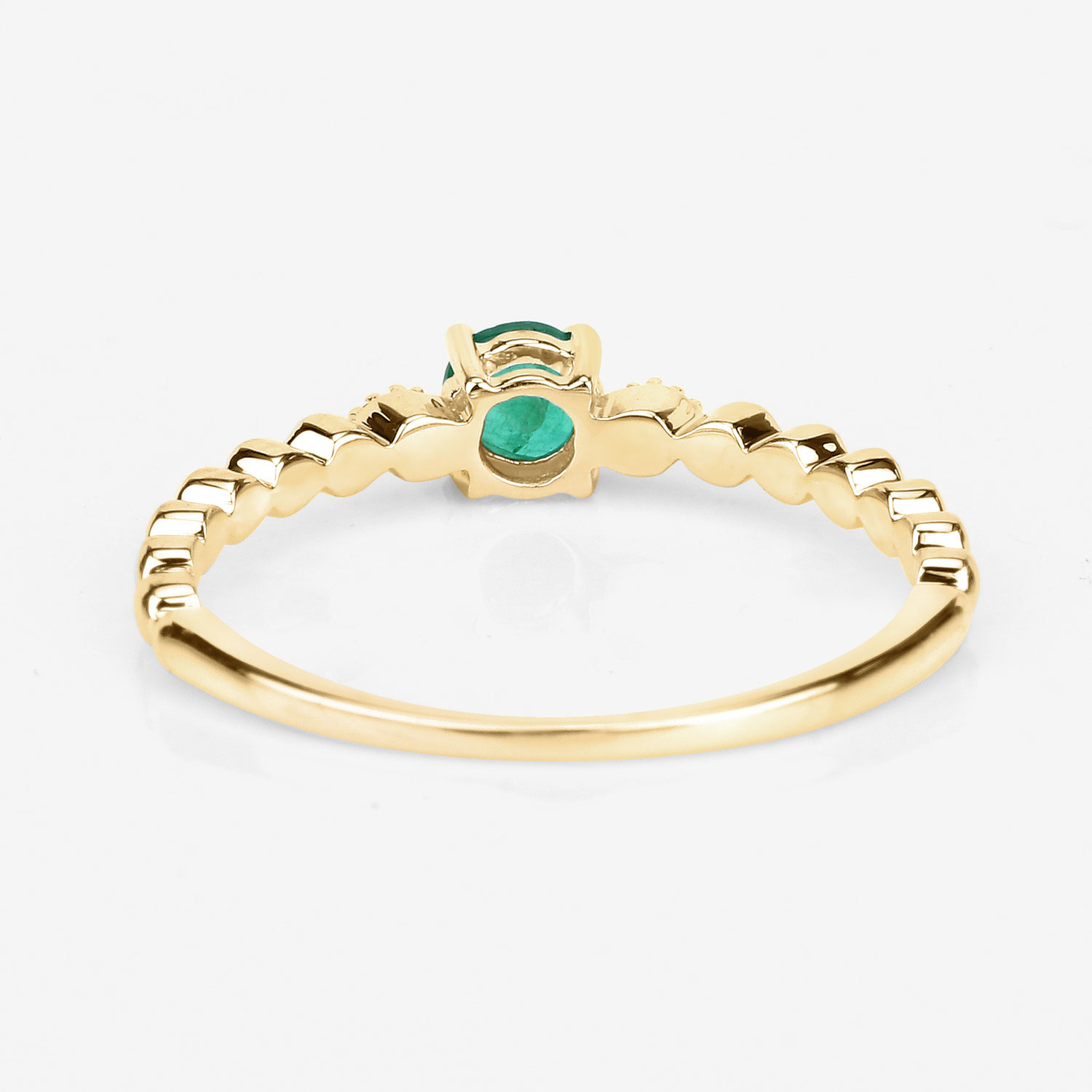 0.24 Carat Genuine Zambian Emerald and White Diamond 14K Yellow Gold Ring