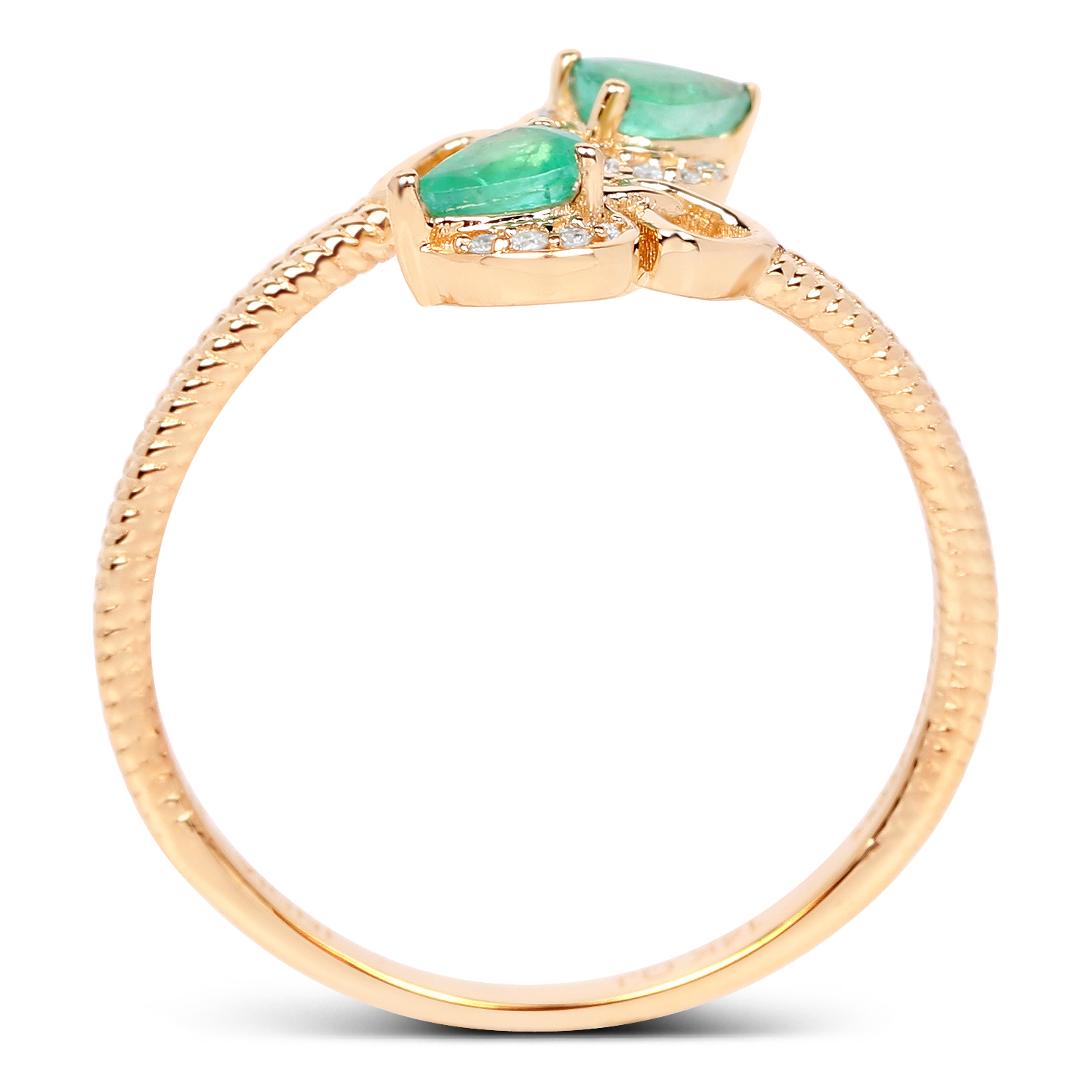 0.33 Carat Genuine Zambian Emerald and White Diamond 14K Yellow Gold Ring