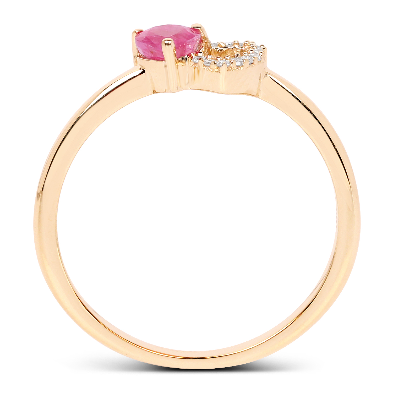 0.31 Carat Genuine Ruby and White Diamond 14K Yellow Gold Ring