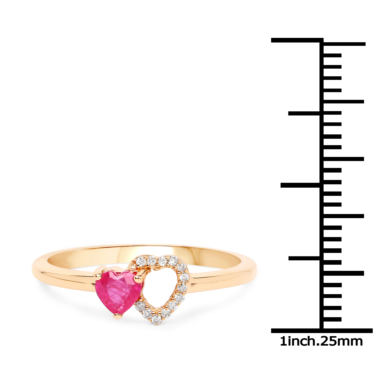 0.31 Carat Genuine Ruby and White Diamond 14K Yellow Gold Ring