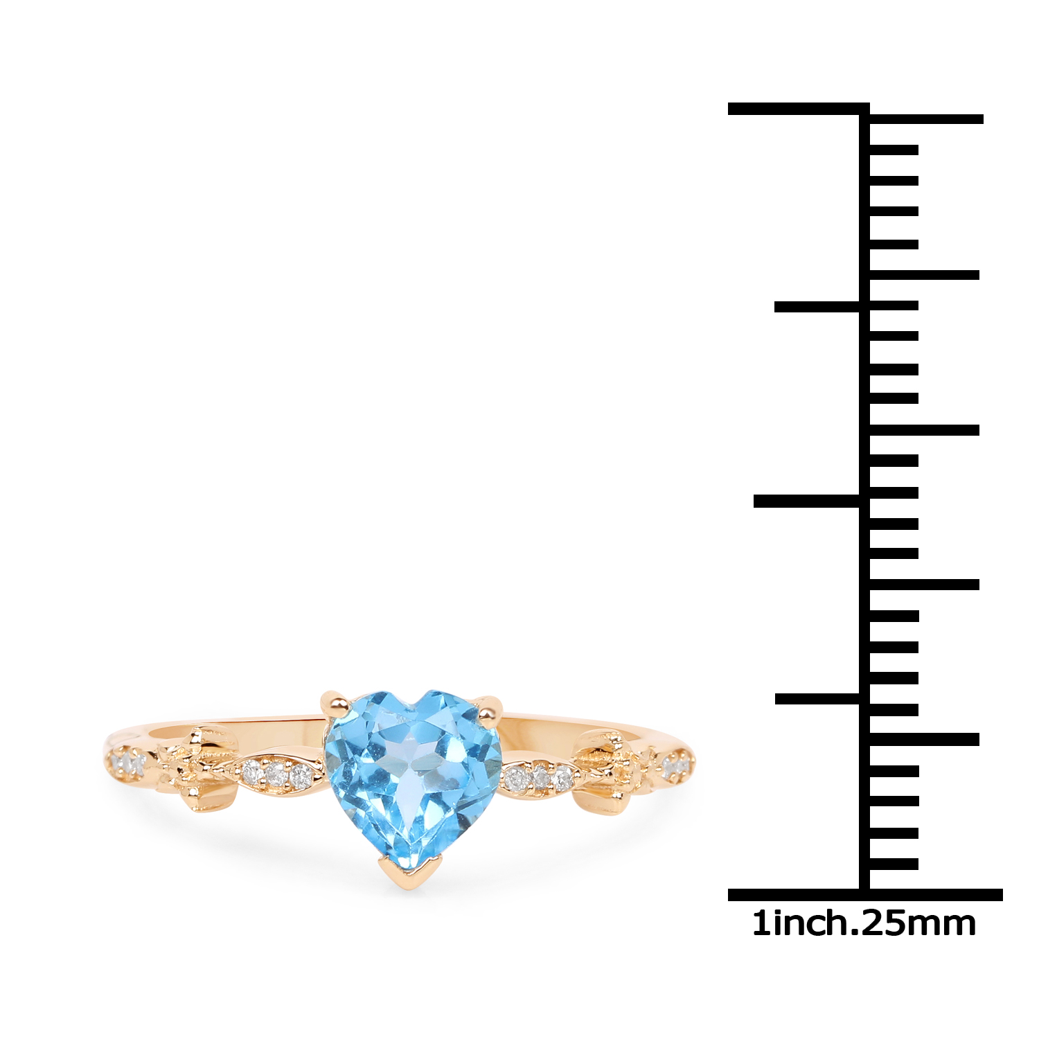 0.96 Carat Genuine Swiss Blue Topaz and White Diamond 14K Yellow Gold Ring