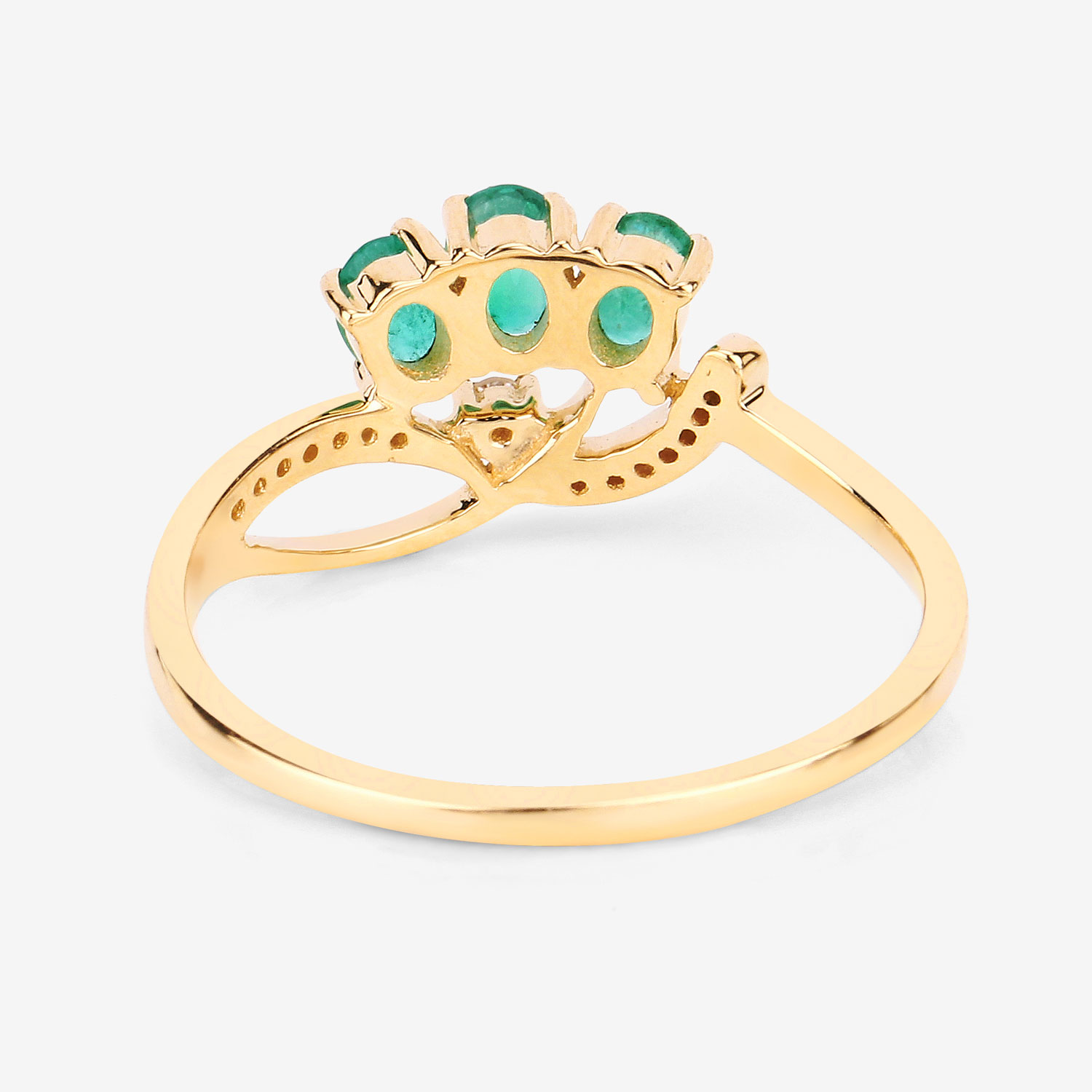 0.50 Carat Genuine Zambian Emerald and White Diamond 14K Yellow Gold Ring