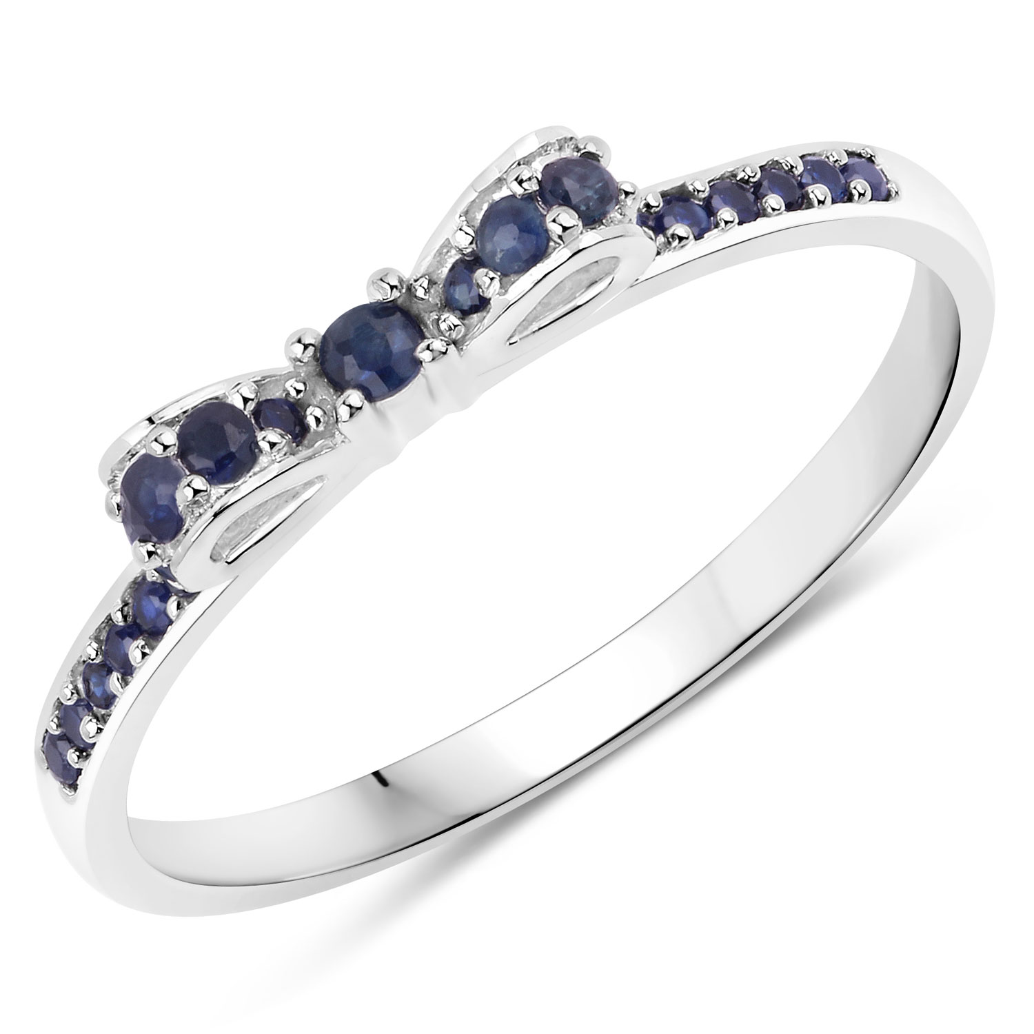 0.31 Carat Genuine Blue Sapphire 14K White Gold Ring