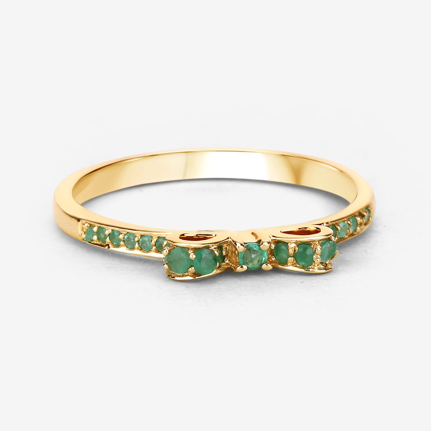 0.27 Carat Genuine Zambian Emerald 14K Yellow Gold Ring