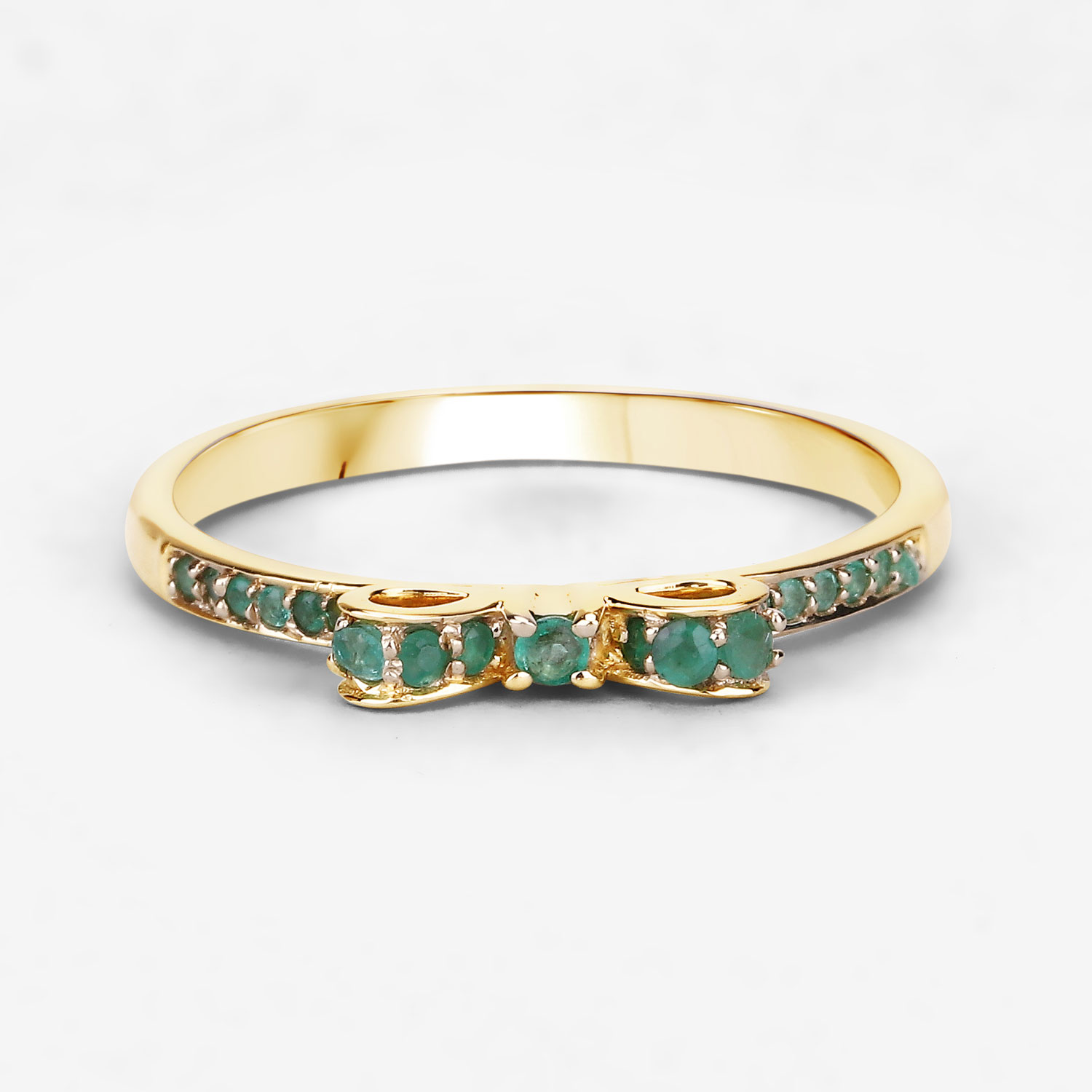 0.27 Carat Genuine Zambian Emerald 14K Yellow Gold Ring