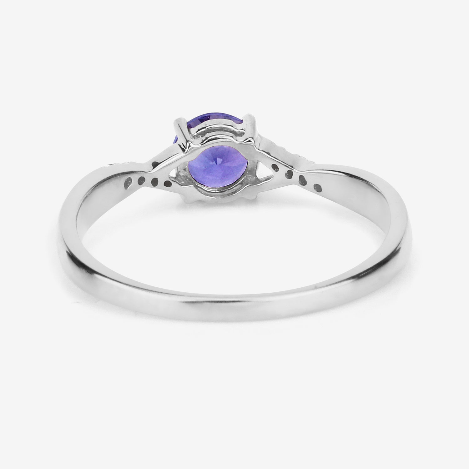 0.51 Carat Genuine Tanzanite and White Diamond 14K White Gold Ring