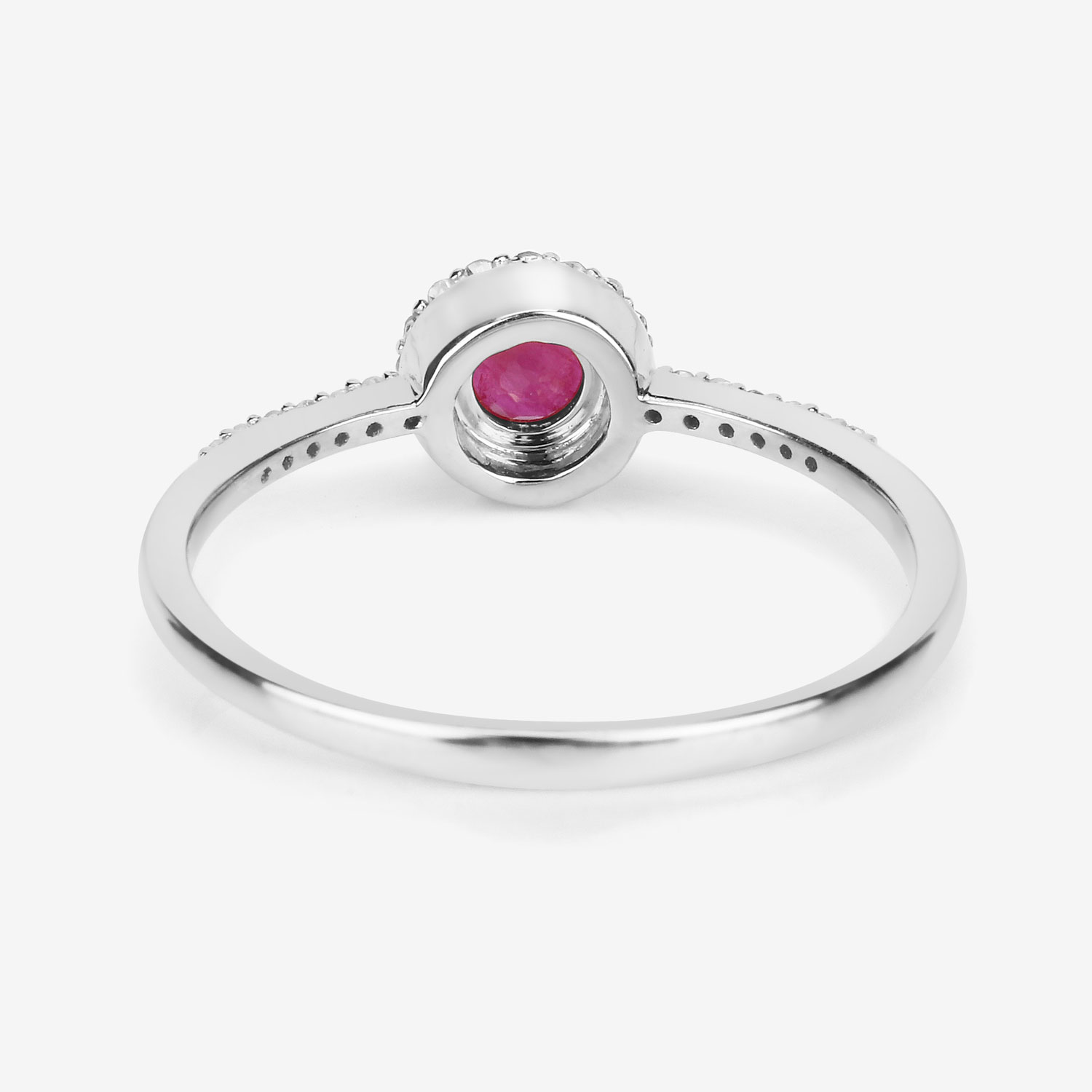 0.41 Carat Genuine Ruby and White Diamond 14K White Gold Ring