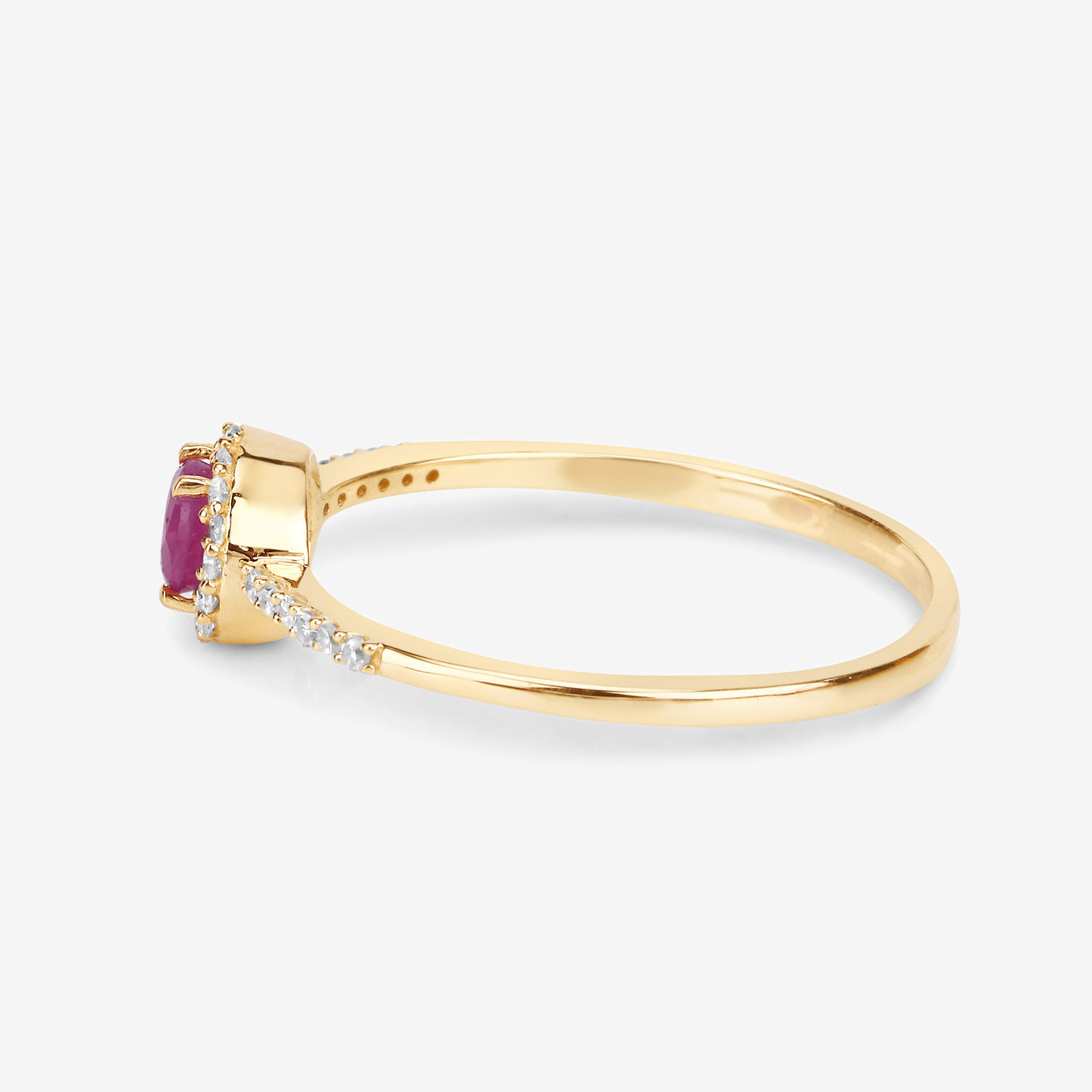 0.41 Carat Genuine Ruby and White Diamond 14K Yellow Gold Ring
