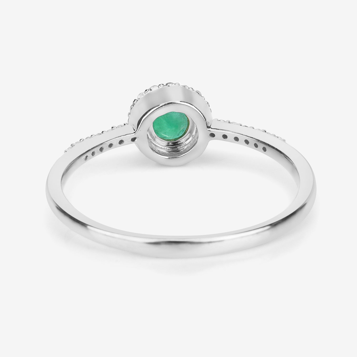 0.34 Carat Genuine Zambian Emerald and White Diamond 14K White Gold Ring