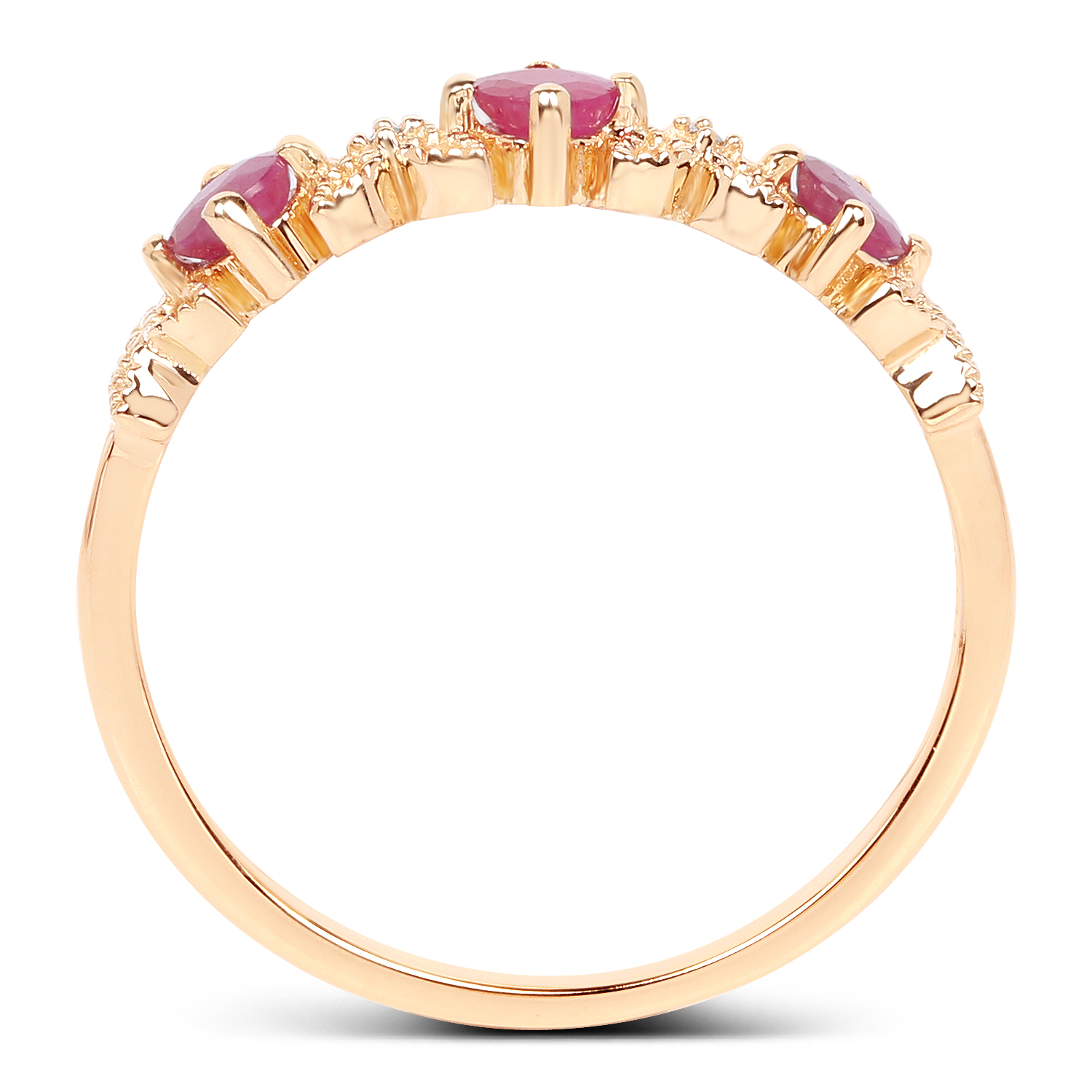 0.40 Carat Genuine Ruby and White Diamond 14K Yellow Gold Ring