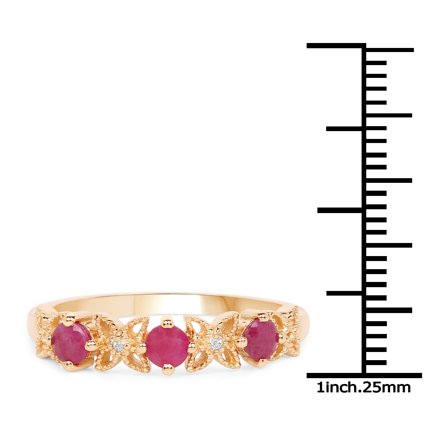 0.40 Carat Genuine Ruby and White Diamond 14K Yellow Gold Ring