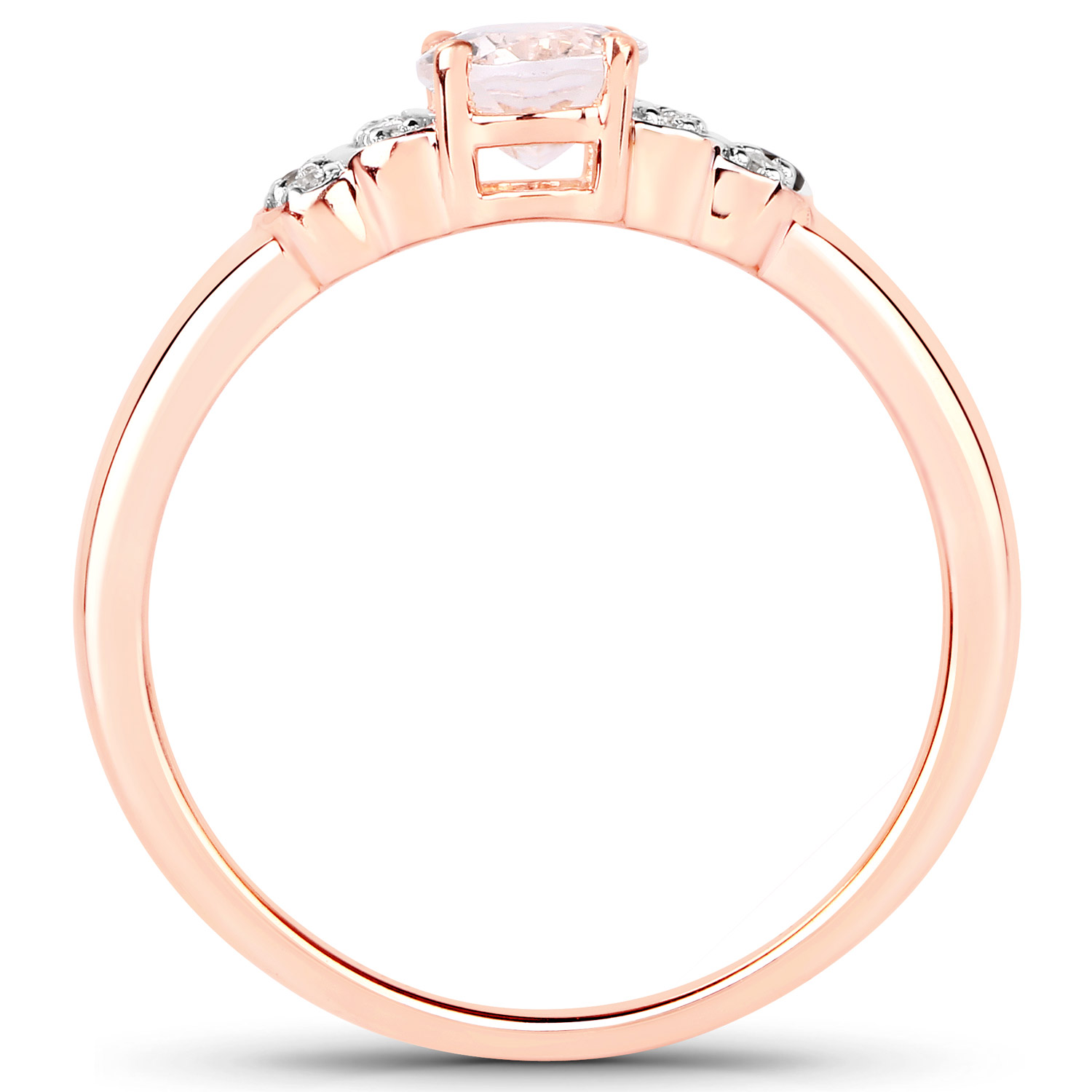 18K Rose Gold Plated 0.81 Carat Genuine Morganite, Smoky Quartz and White Zircon .925 Sterling Silver Ring