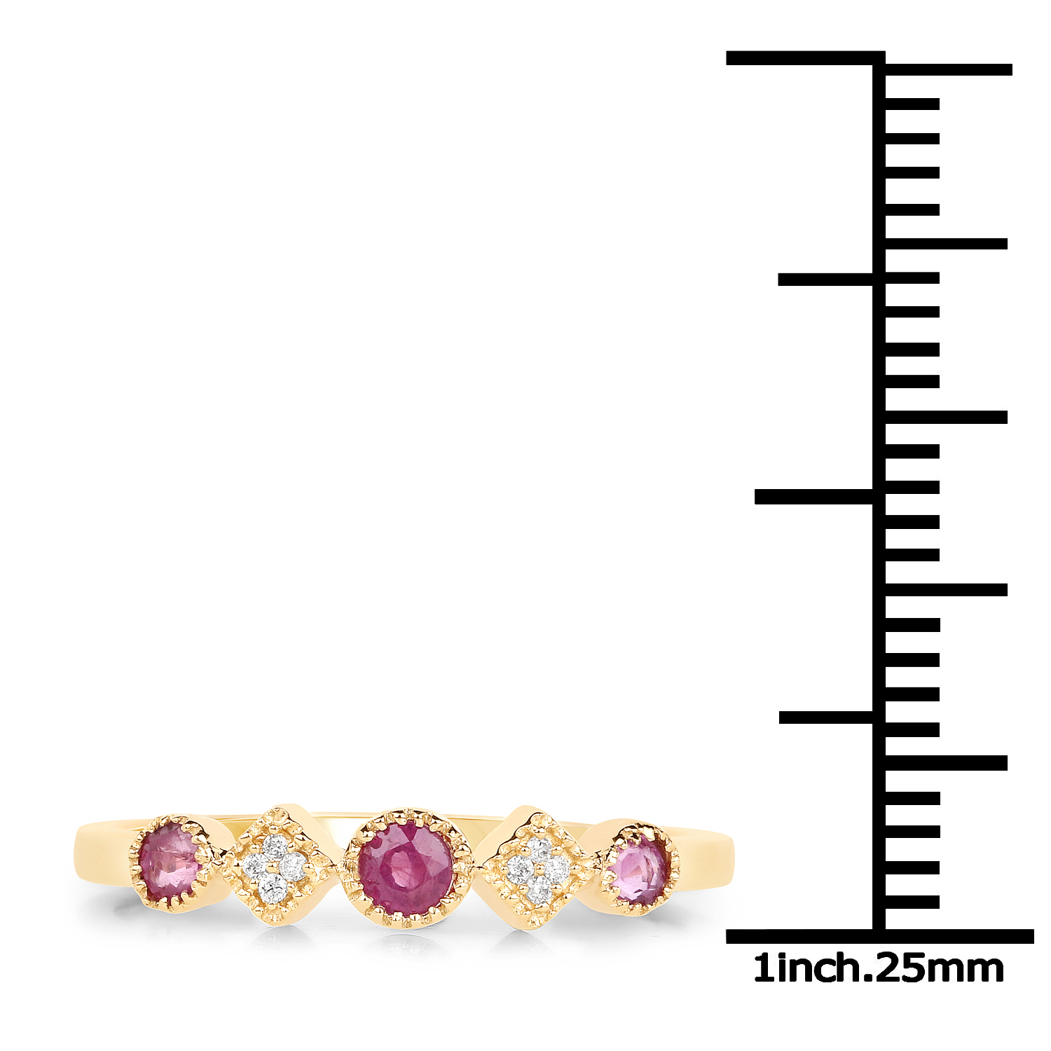 0.30 Carat Genuine Ruby and White Diamond 14K Yellow Gold Ring