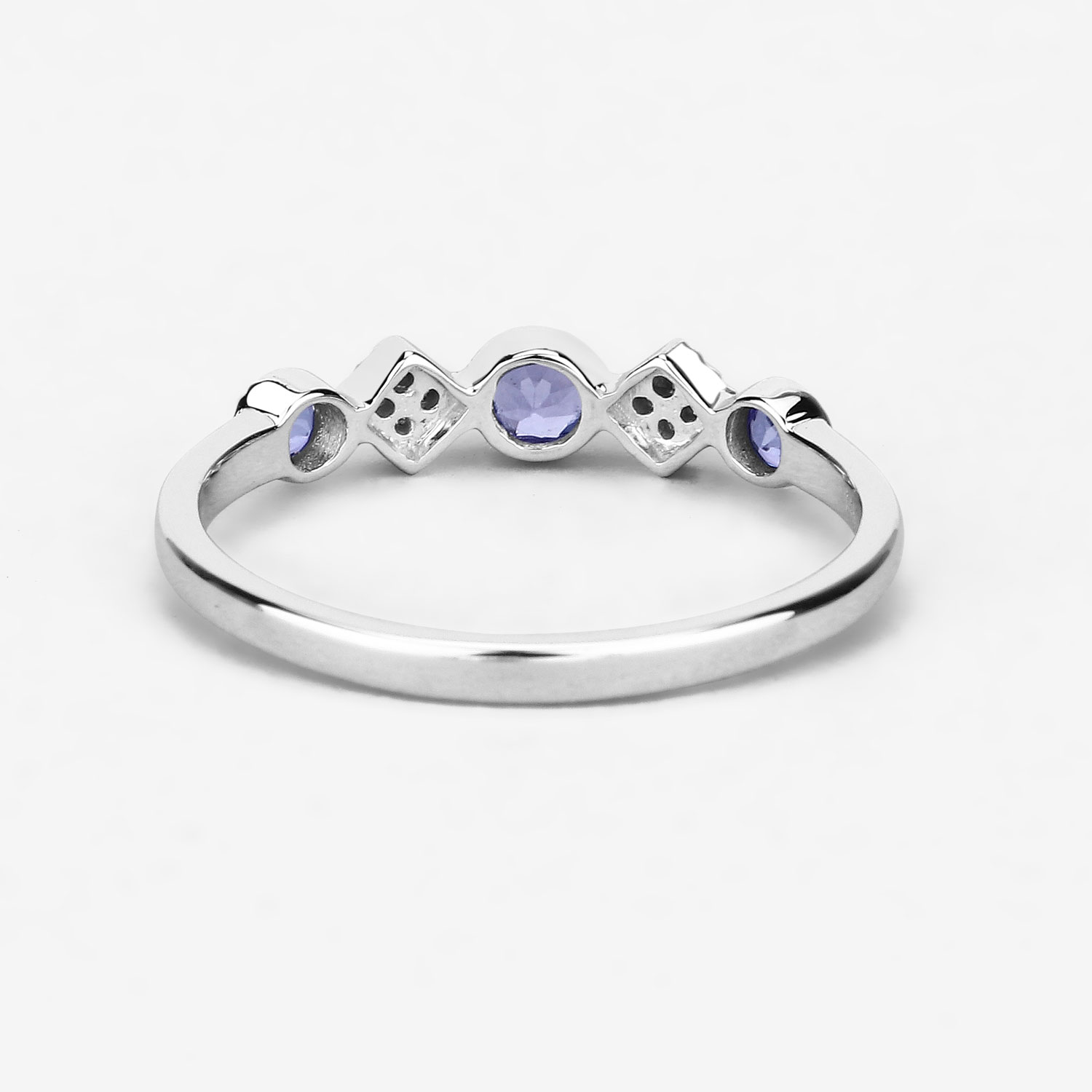 0.26 Carat Genuine Tanzanite and White Diamond 14K White Gold Ring