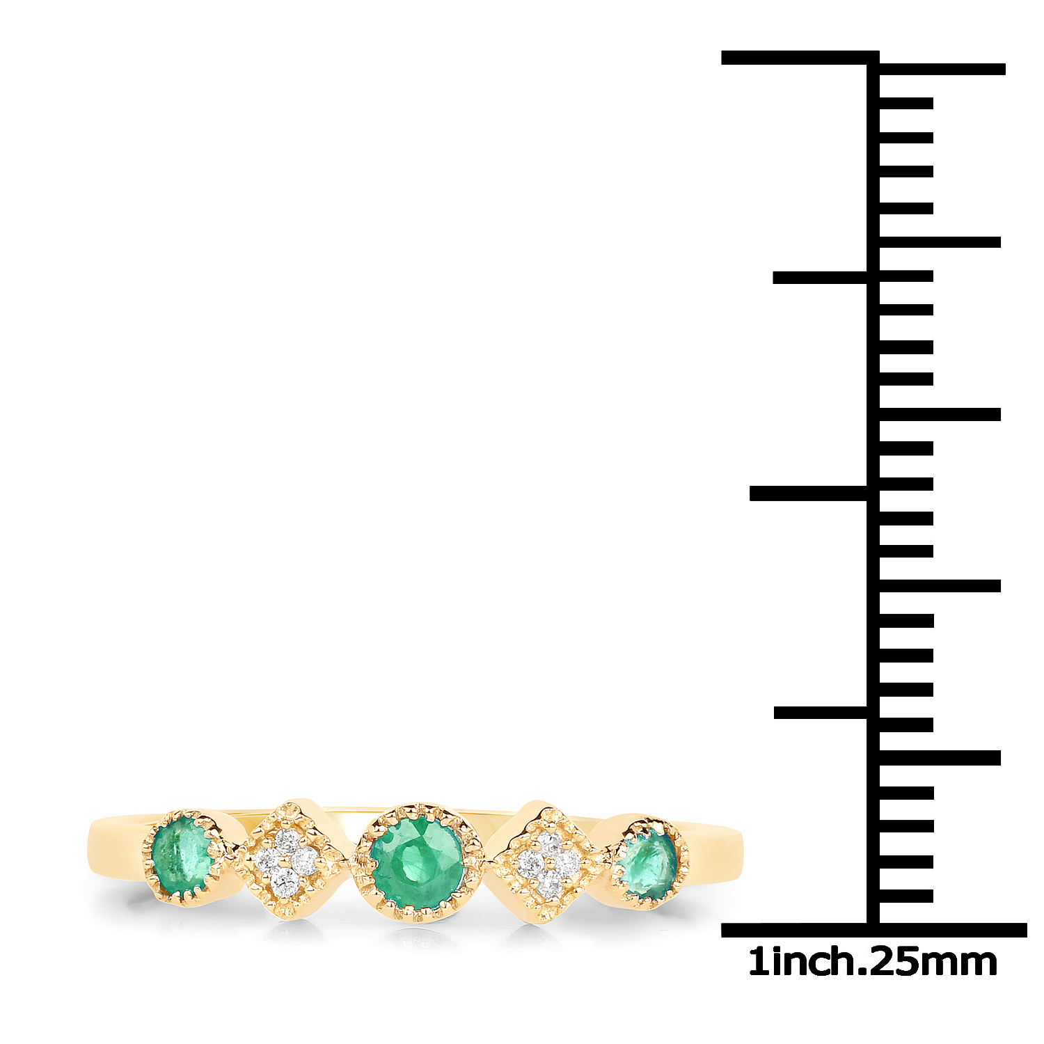 0.26 Carat Genuine Zambian Emerald and White Diamond 14K Yellow Gold Ring