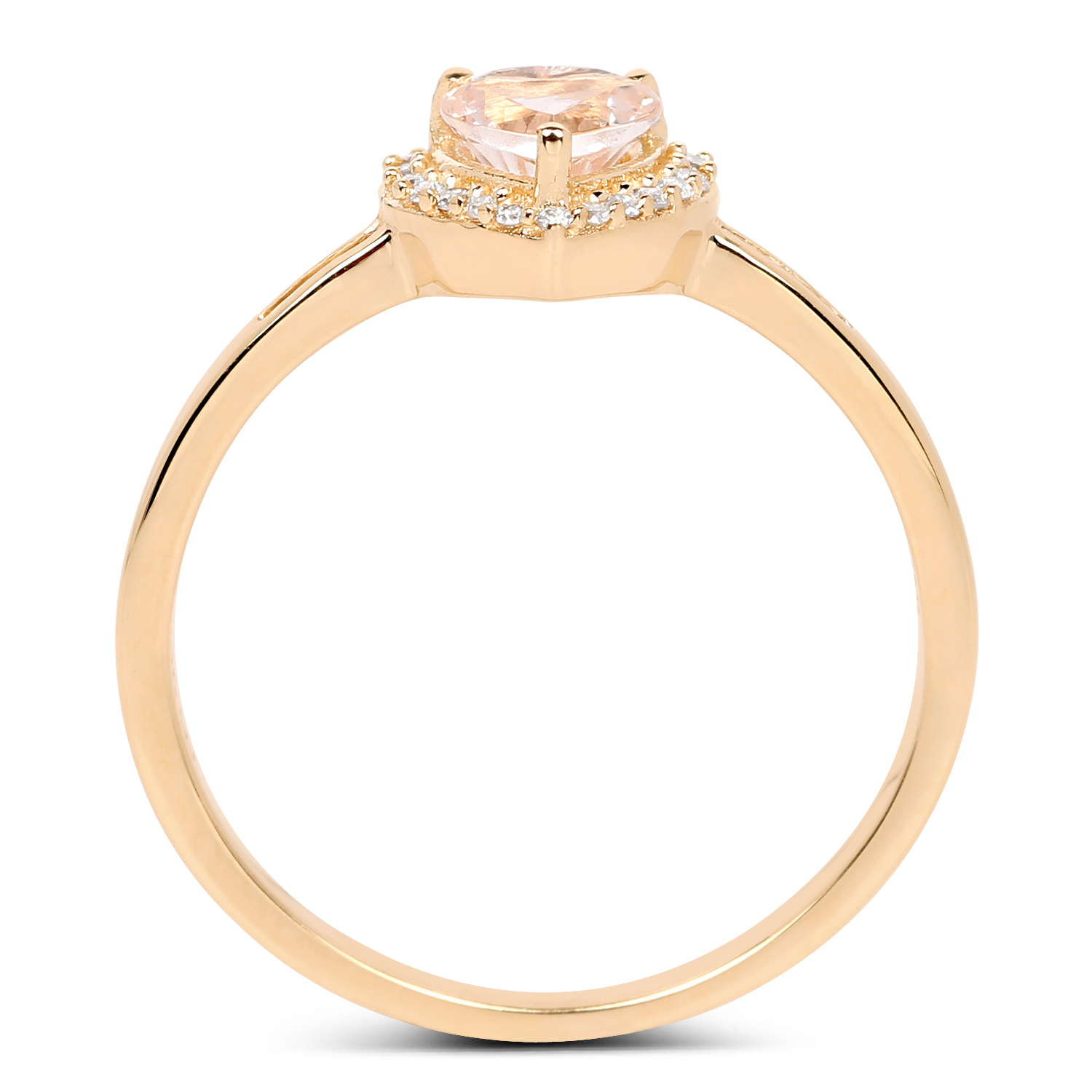 0.50 Carat Genuine Morganite and White Diamond 14K Yellow Gold Ring