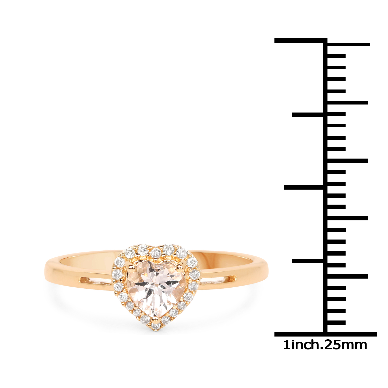 0.50 Carat Genuine Morganite and White Diamond 14K Yellow Gold Ring