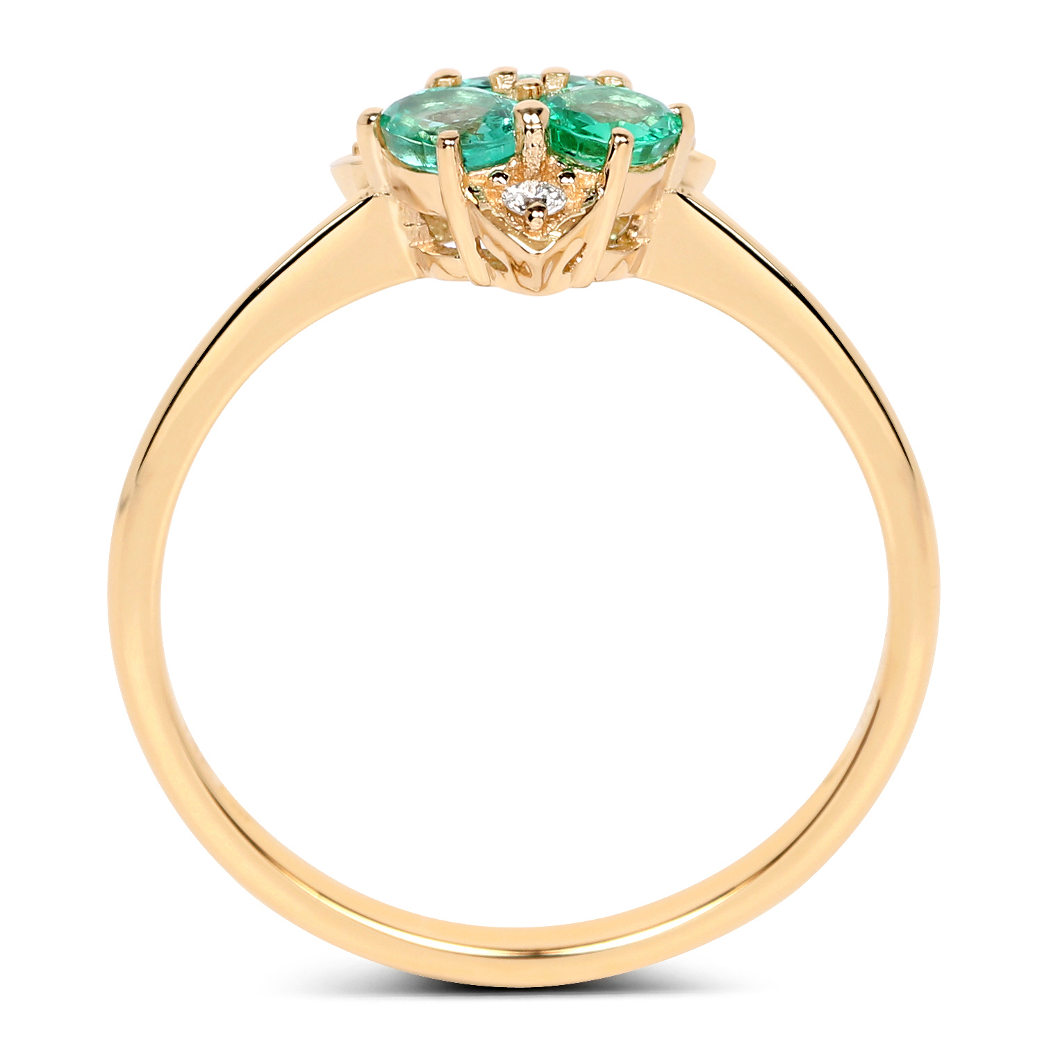 0.50 Carat Genuine Zambian Emerald and White Diamond 14K Yellow Gold Ring