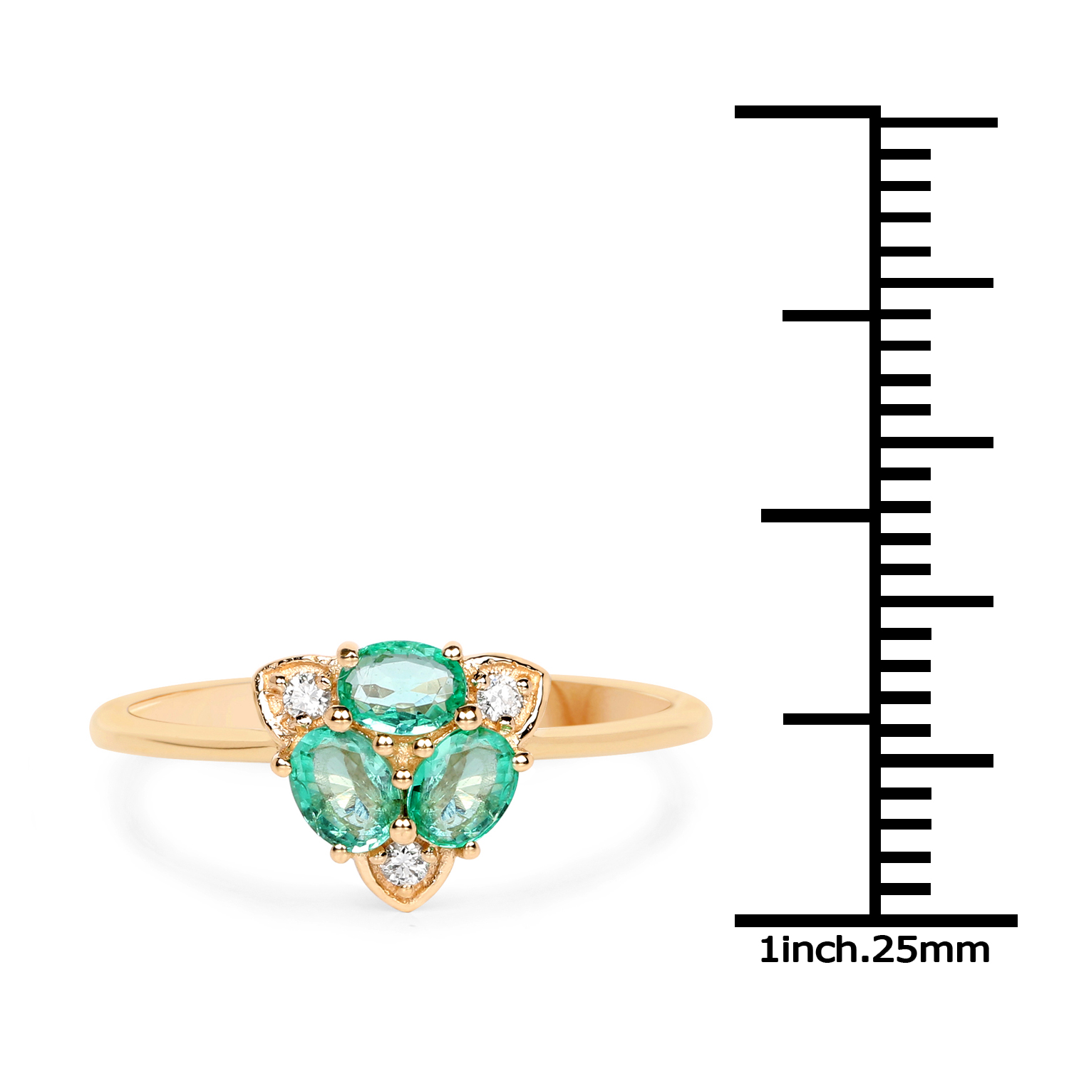 0.50 Carat Genuine Zambian Emerald and White Diamond 14K Yellow Gold Ring