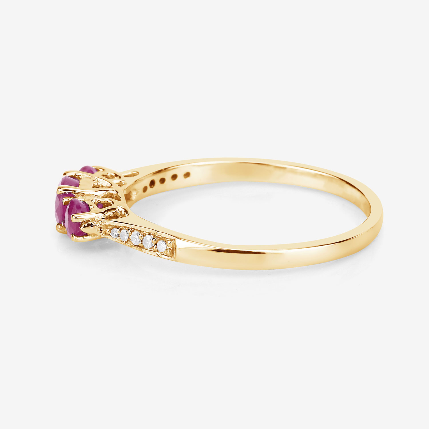 0.61 Carat Genuine Ruby and White Diamond 14K Yellow Gold Ring