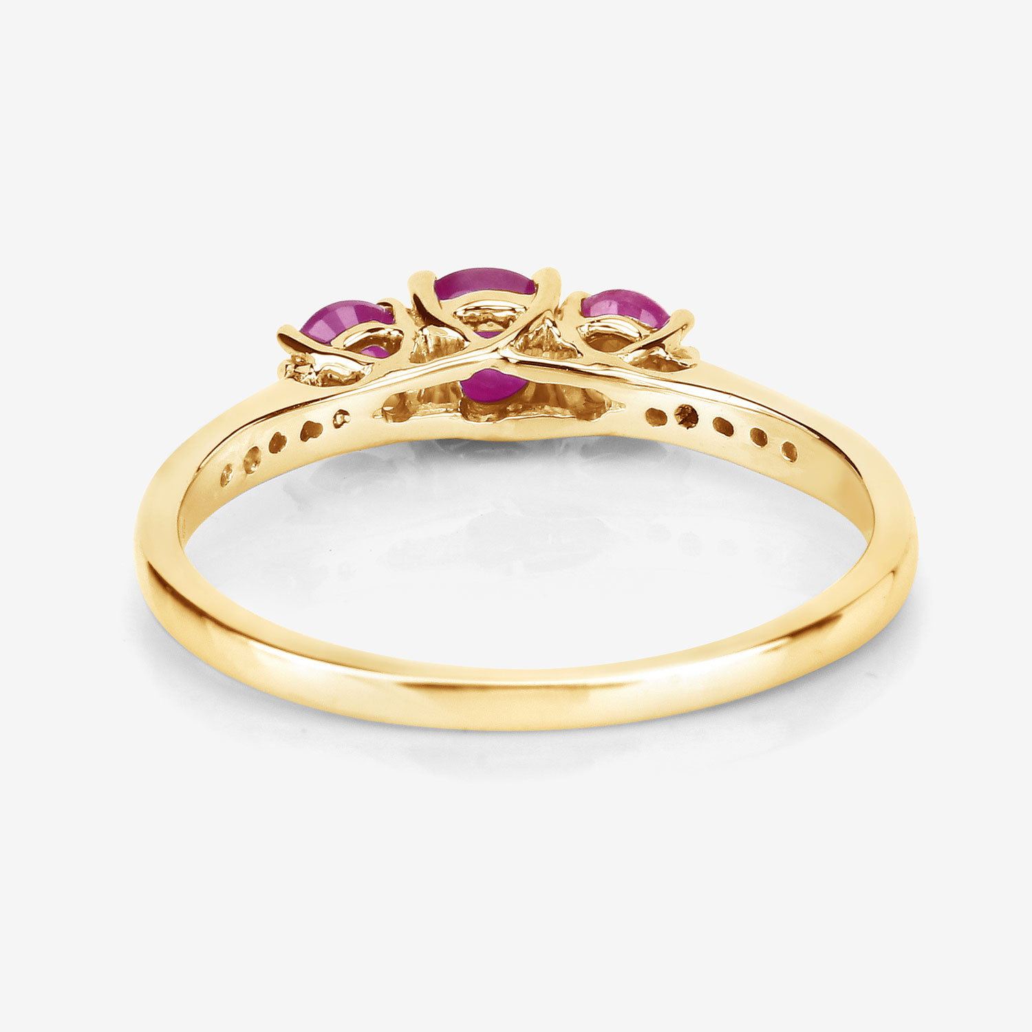 0.61 Carat Genuine Ruby and White Diamond 14K Yellow Gold Ring