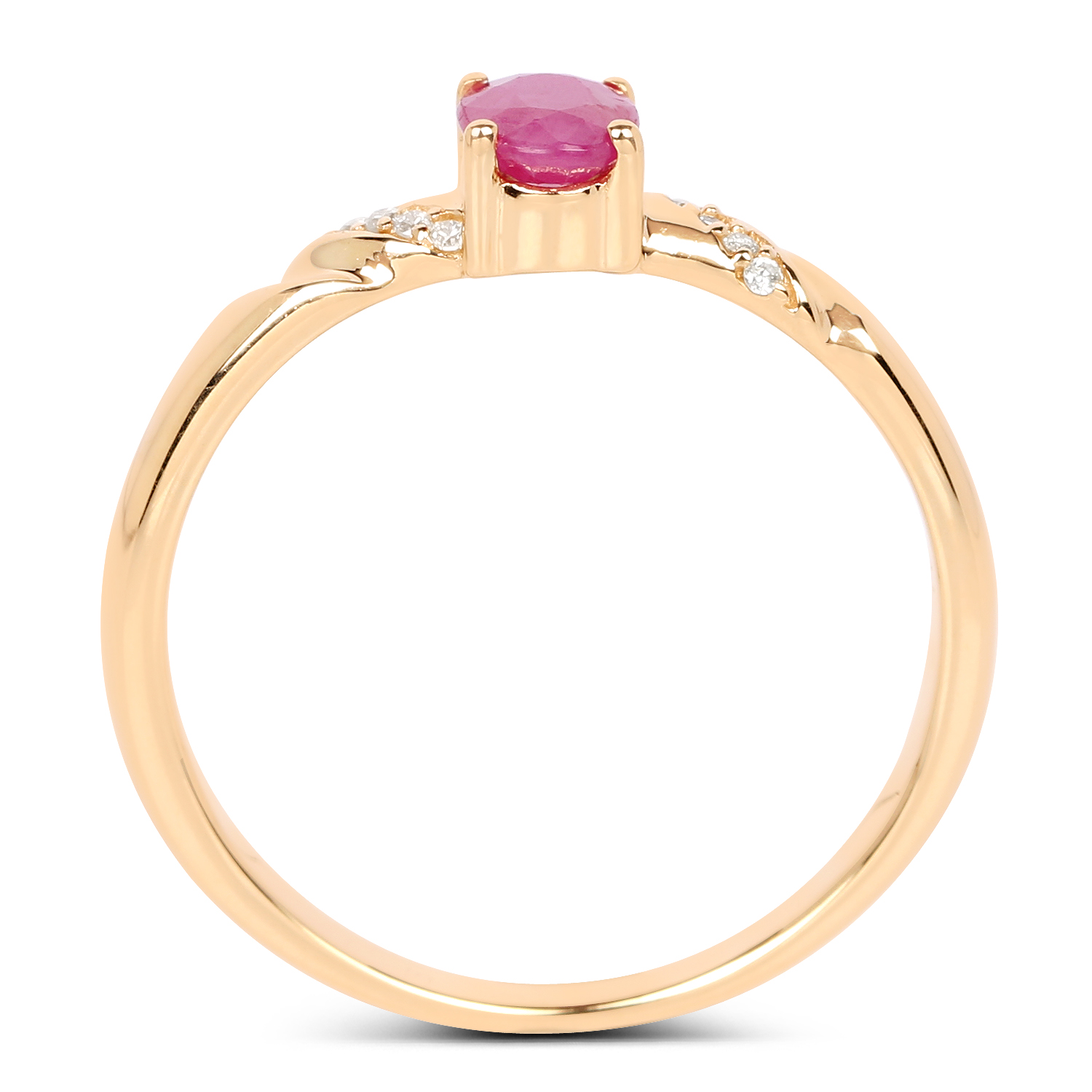 0.55 Carat Genuine Ruby and White Diamond 14K Yellow Gold Ring