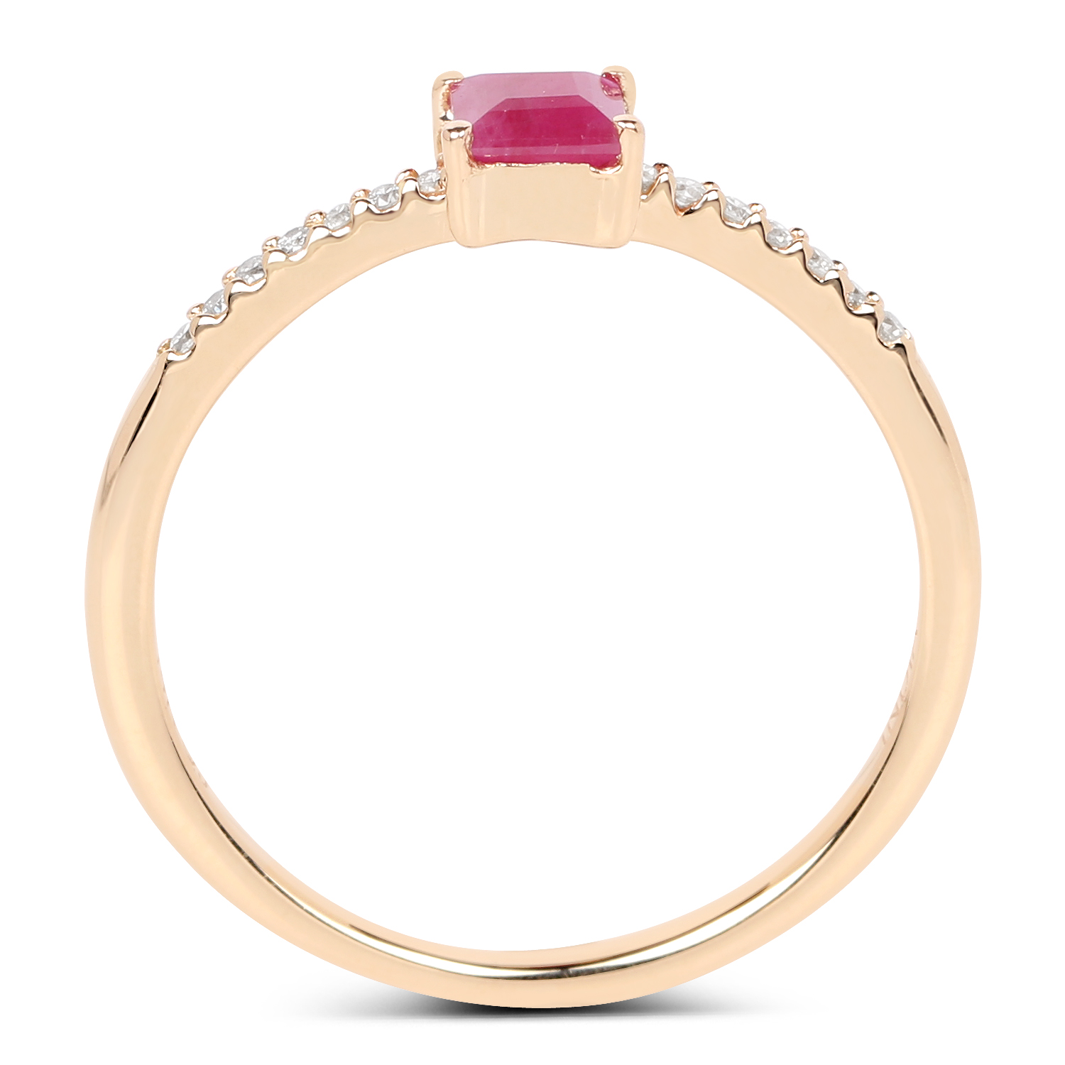 0.42 Carat Genuine Ruby and White Diamond 14K Yellow Gold Ring
