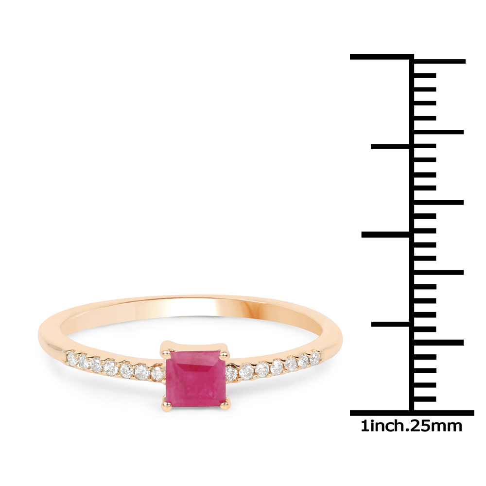 0.42 Carat Genuine Ruby and White Diamond 14K Yellow Gold Ring