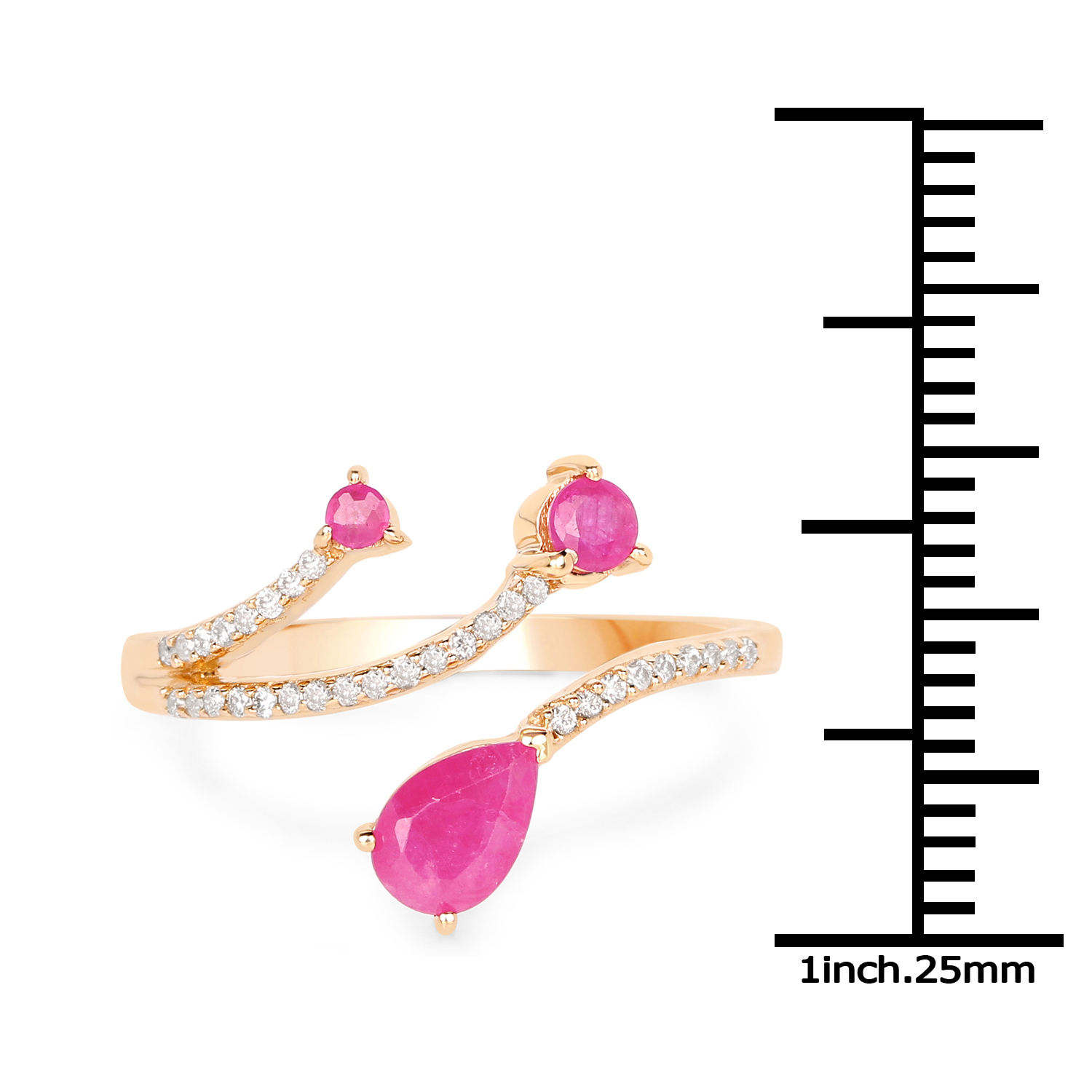 0.68 Carat Genuine Ruby and White Diamond 14K Yellow Gold Ring