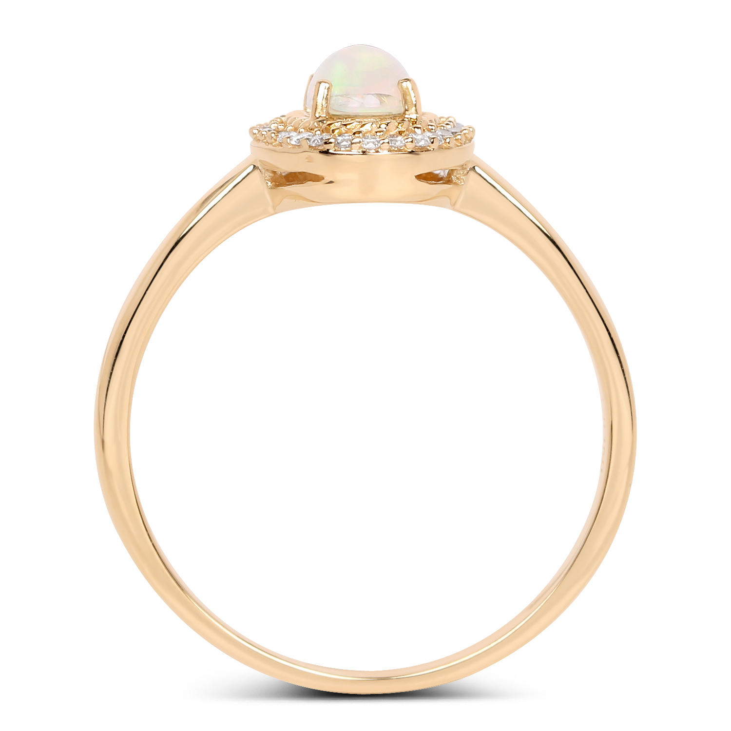 0.35 Carat Genuine Ethiopian Opal and White Diamond 14K Yellow Gold Ring