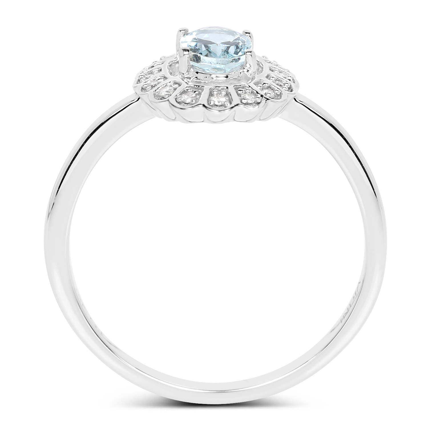 0.45 Carat Genuine Aquamarine and White Diamond 14K White Gold Ring