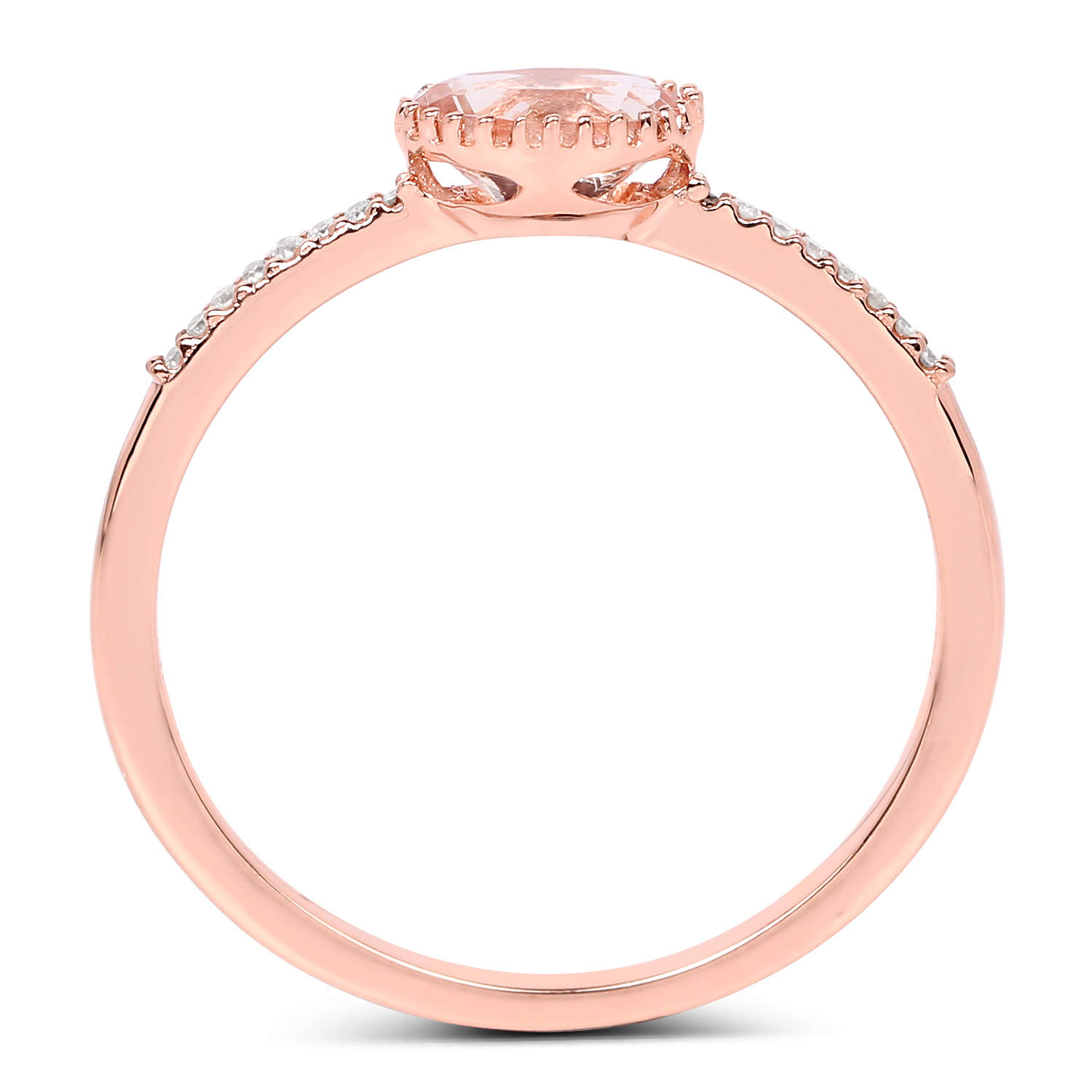 0.48 Carat Genuine Morganite and White Diamond 14K Rose Gold Ring