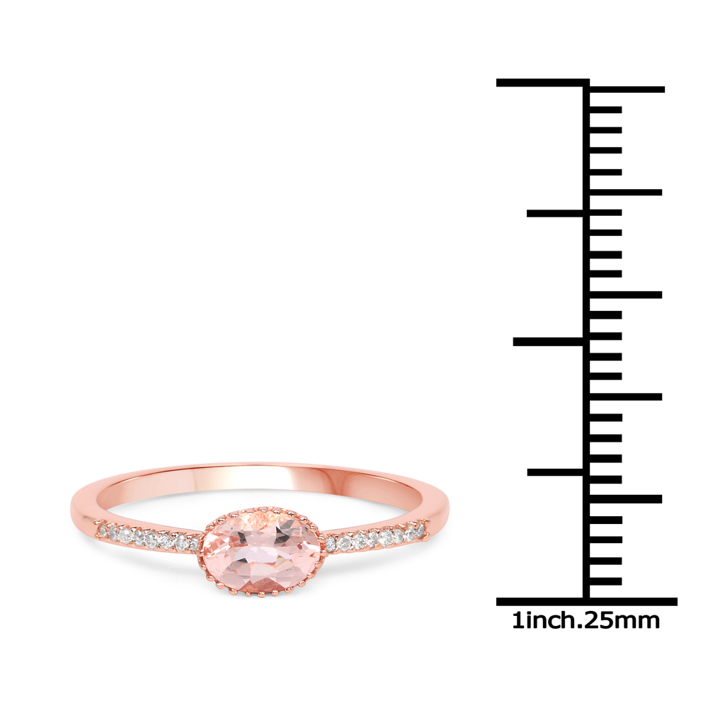 0.48 Carat Genuine Morganite and White Diamond 14K Rose Gold Ring
