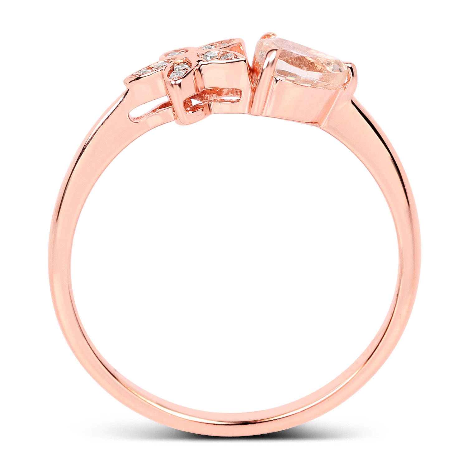 0.45 Carat Genuine Morganite and White Diamond 14K Rose Gold Ring