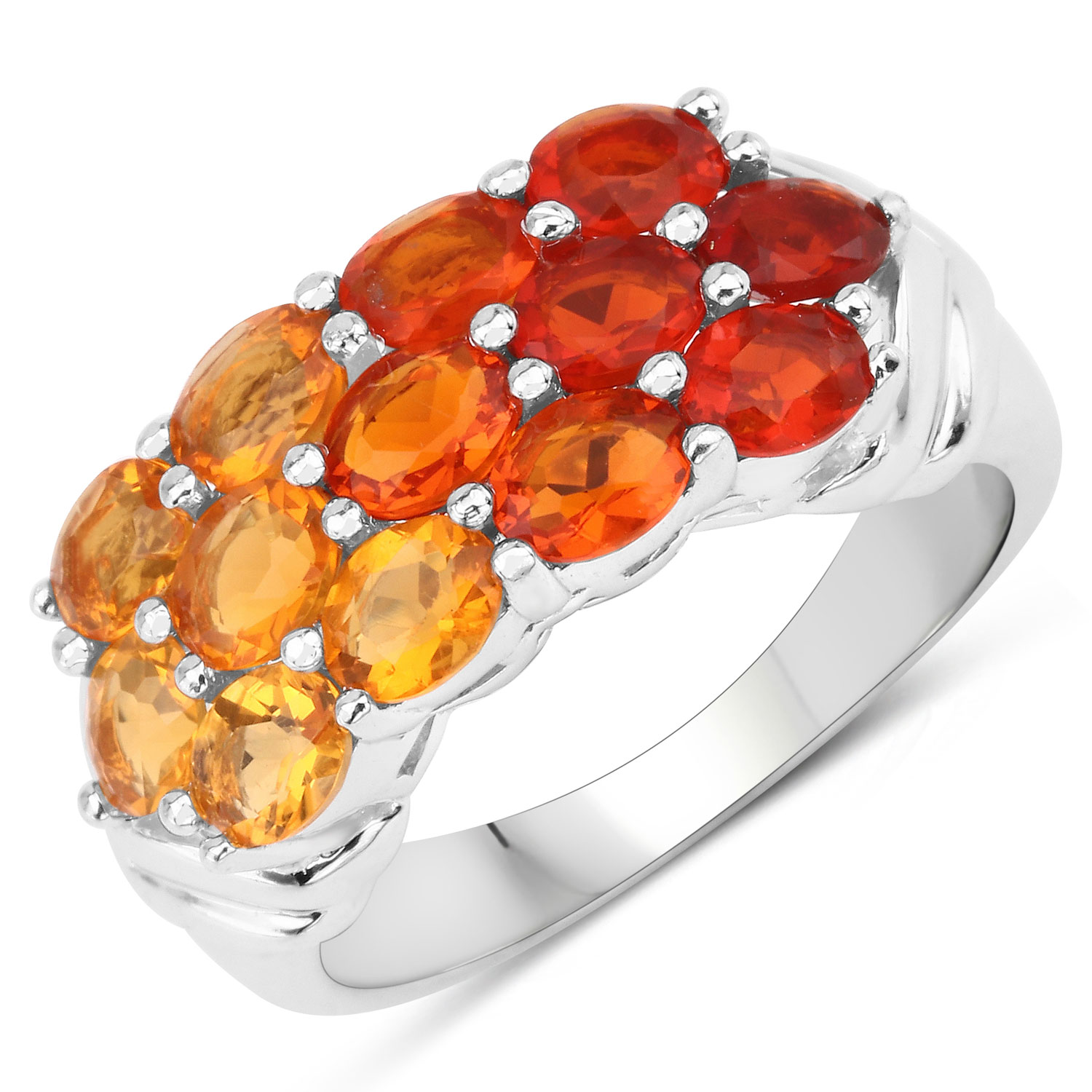1.56 Carat Genuine Fire Opal .925 Sterling Silver Ring