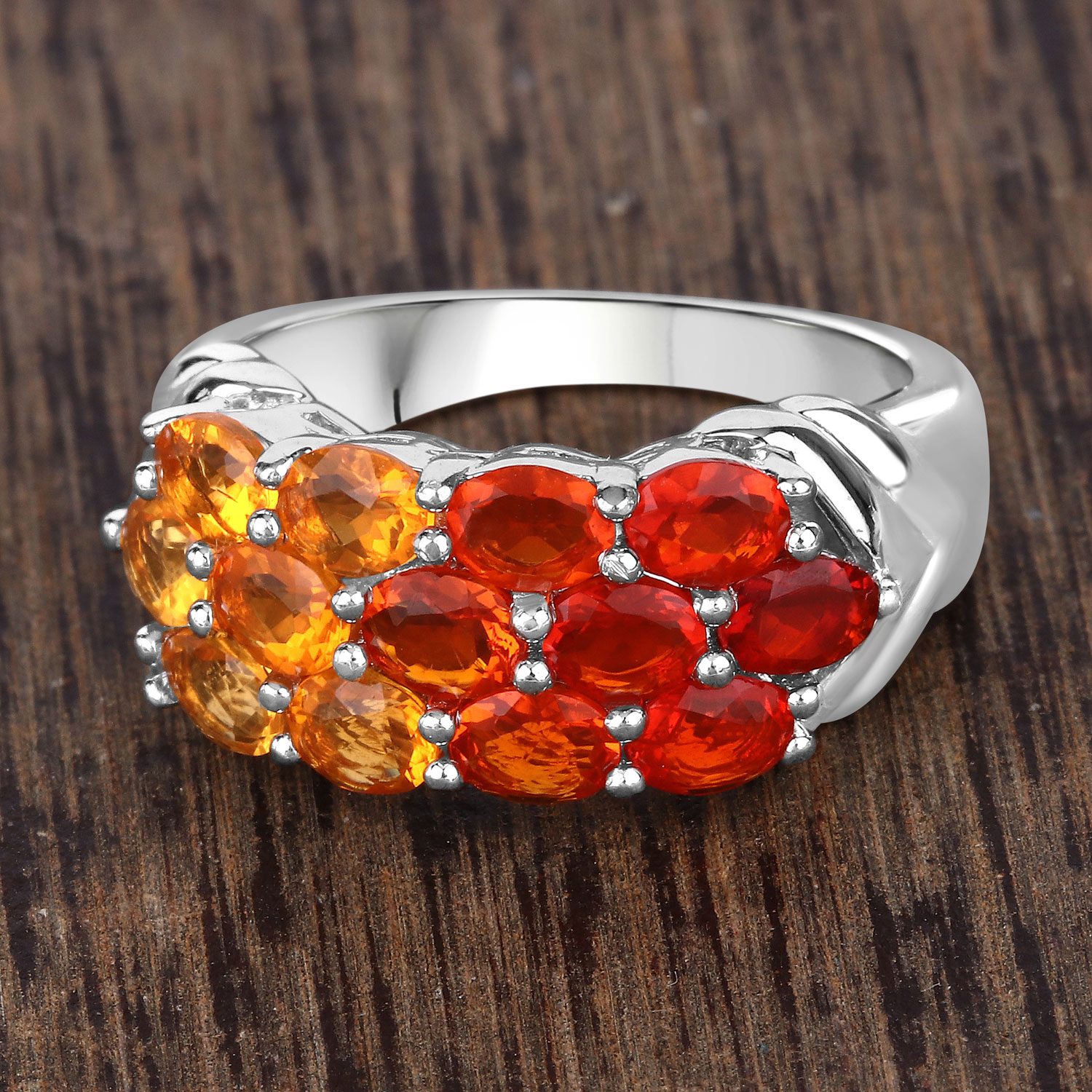 1.56 Carat Genuine Fire Opal .925 Sterling Silver Ring