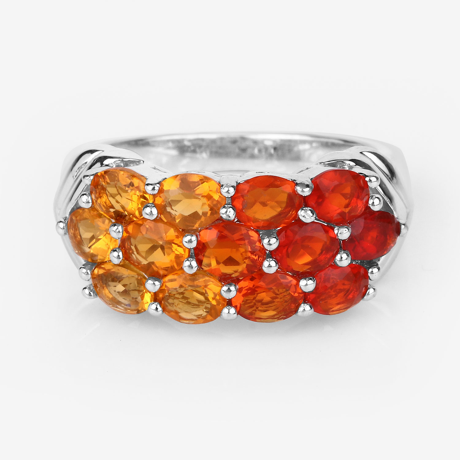 1.56 Carat Genuine Fire Opal .925 Sterling Silver Ring
