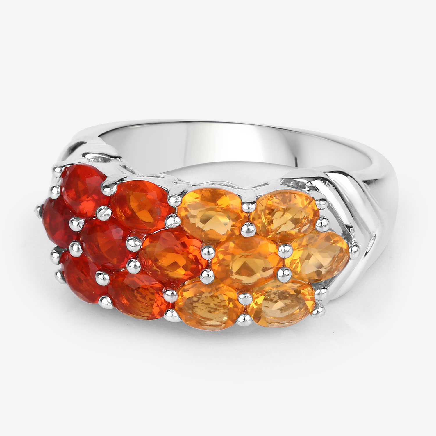 1.56 Carat Genuine Fire Opal .925 Sterling Silver Ring