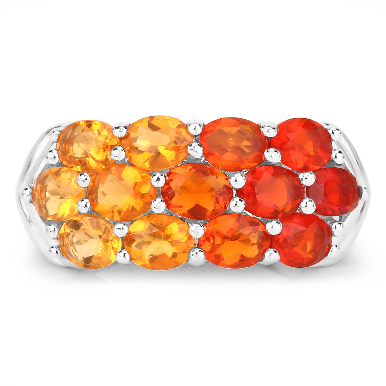 1.56 Carat Genuine Fire Opal .925 Sterling Silver Ring