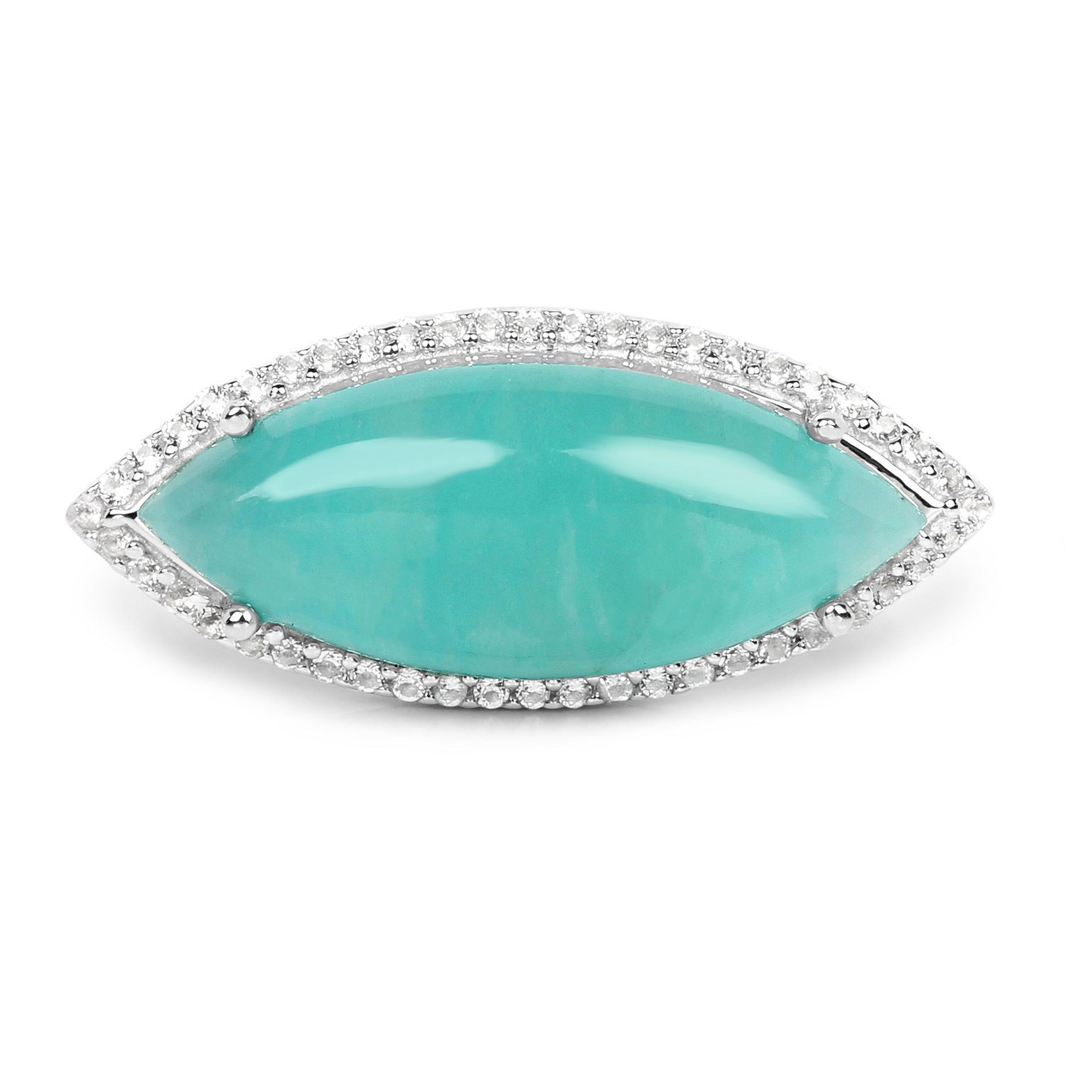 6.03 Carat Genuine Amazonite And White Topaz .925 Sterling Silver Ring