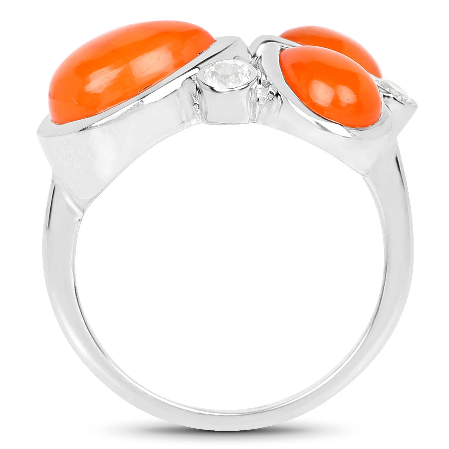 4.00 Carat Genuine Carnelian And White Topaz .925 Sterling Silver Ring