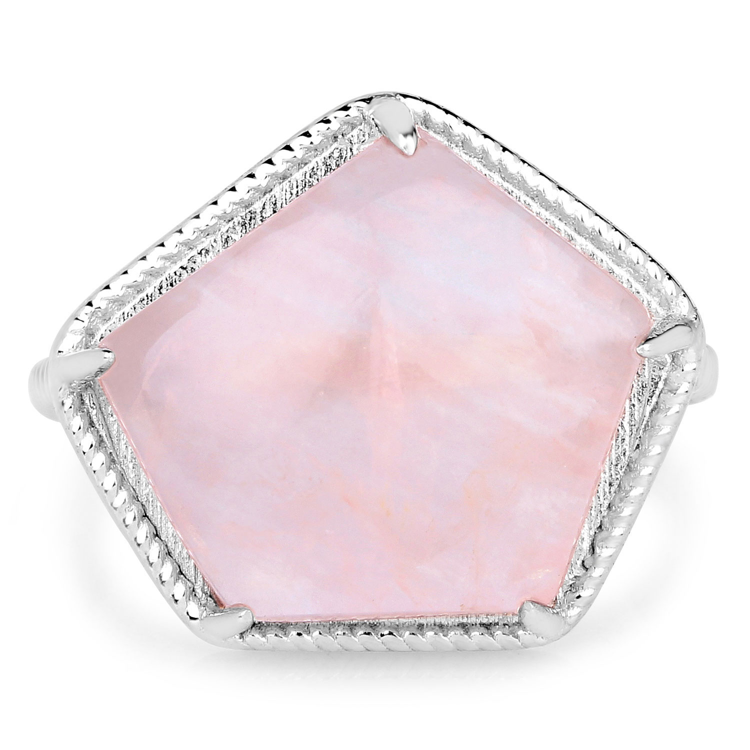 4.84 Carat Genuine Rose Quartz .925 Sterling Silver Ring