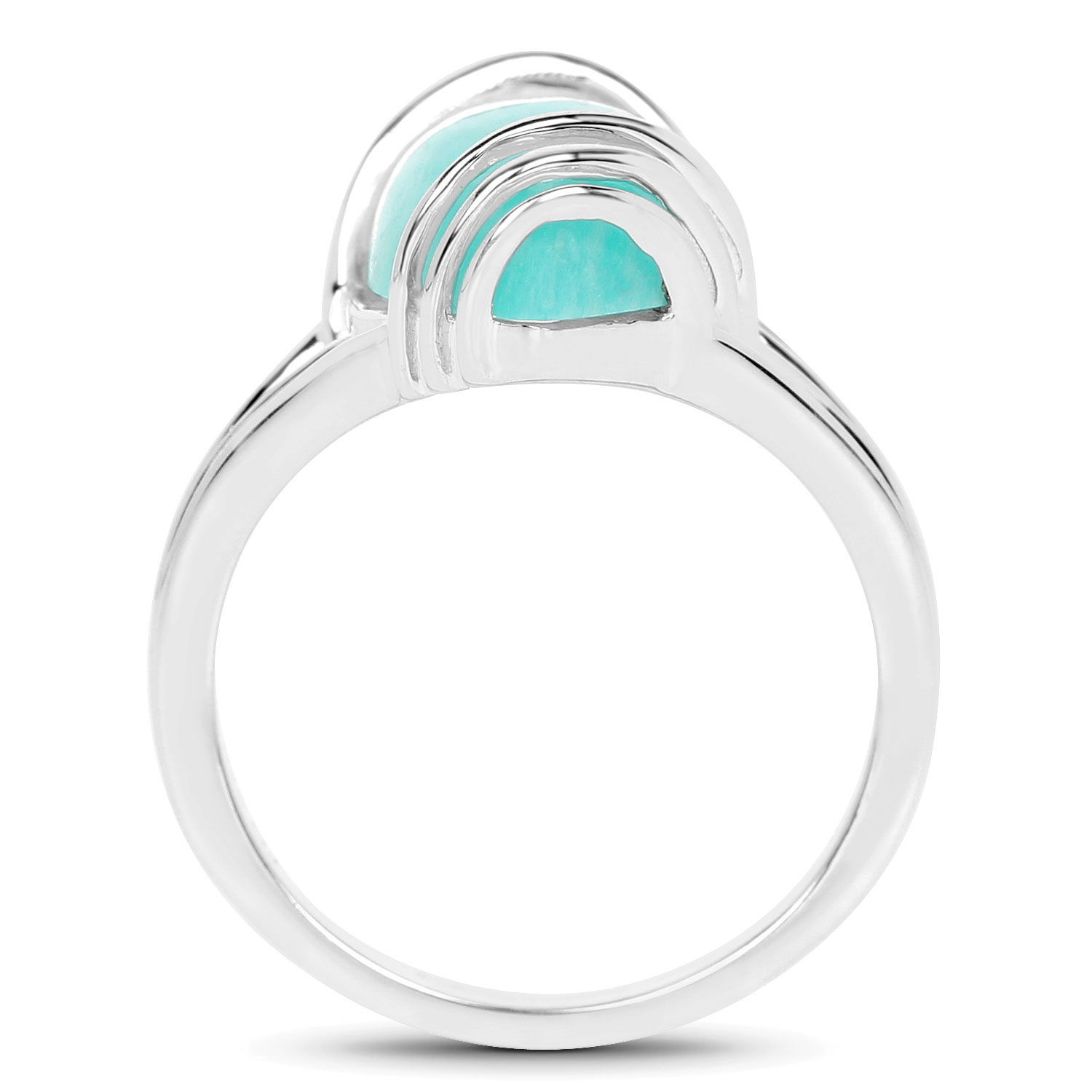 6.12 Carat Genuine Amazonite .925 Sterling Silver Ring