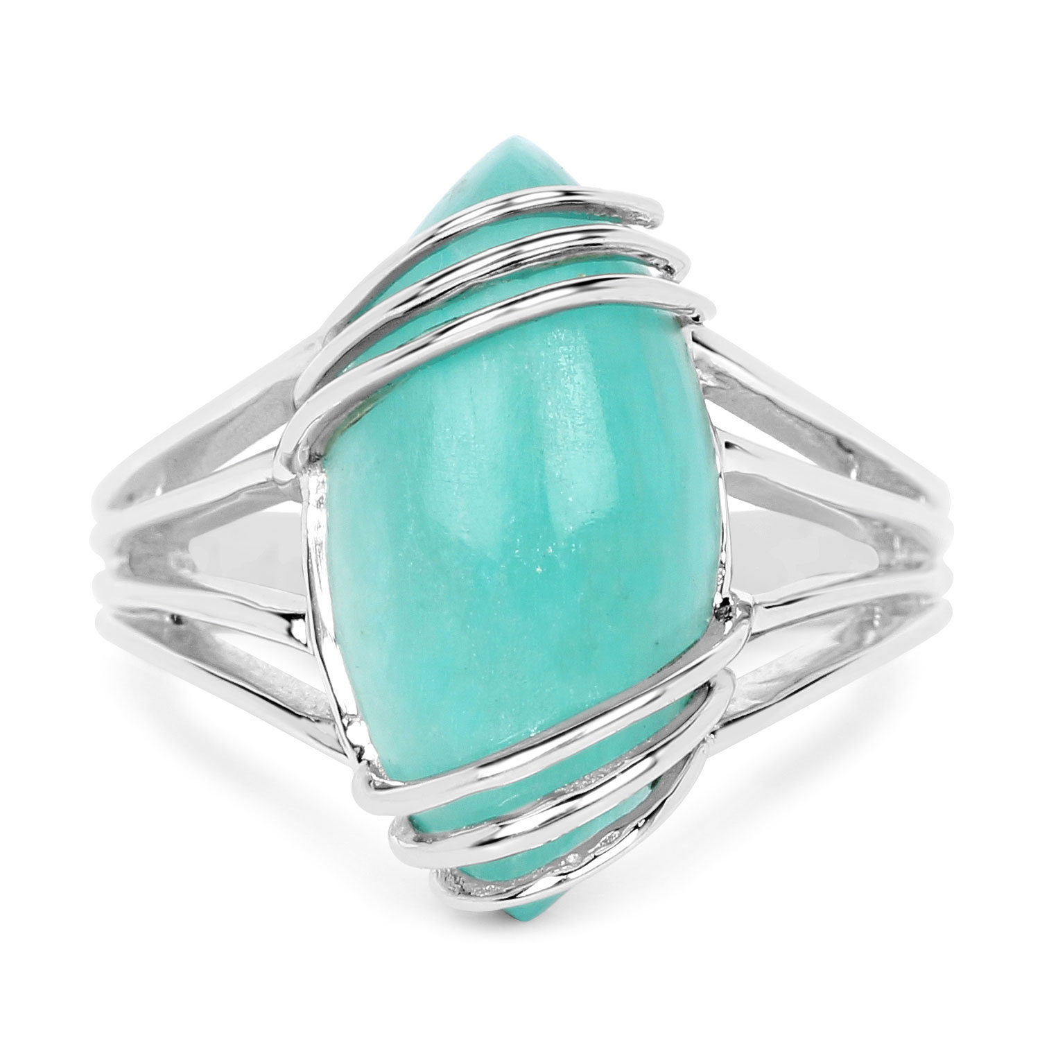 6.12 Carat Genuine Amazonite .925 Sterling Silver Ring