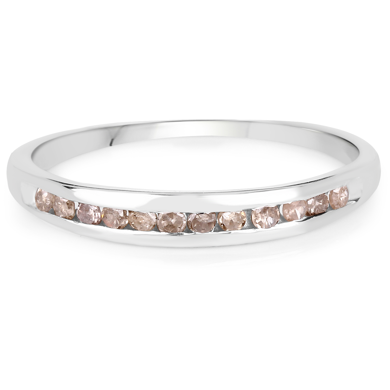 0.18 Carat Genuine Champagne Diamond .925 Sterling Silver Ring